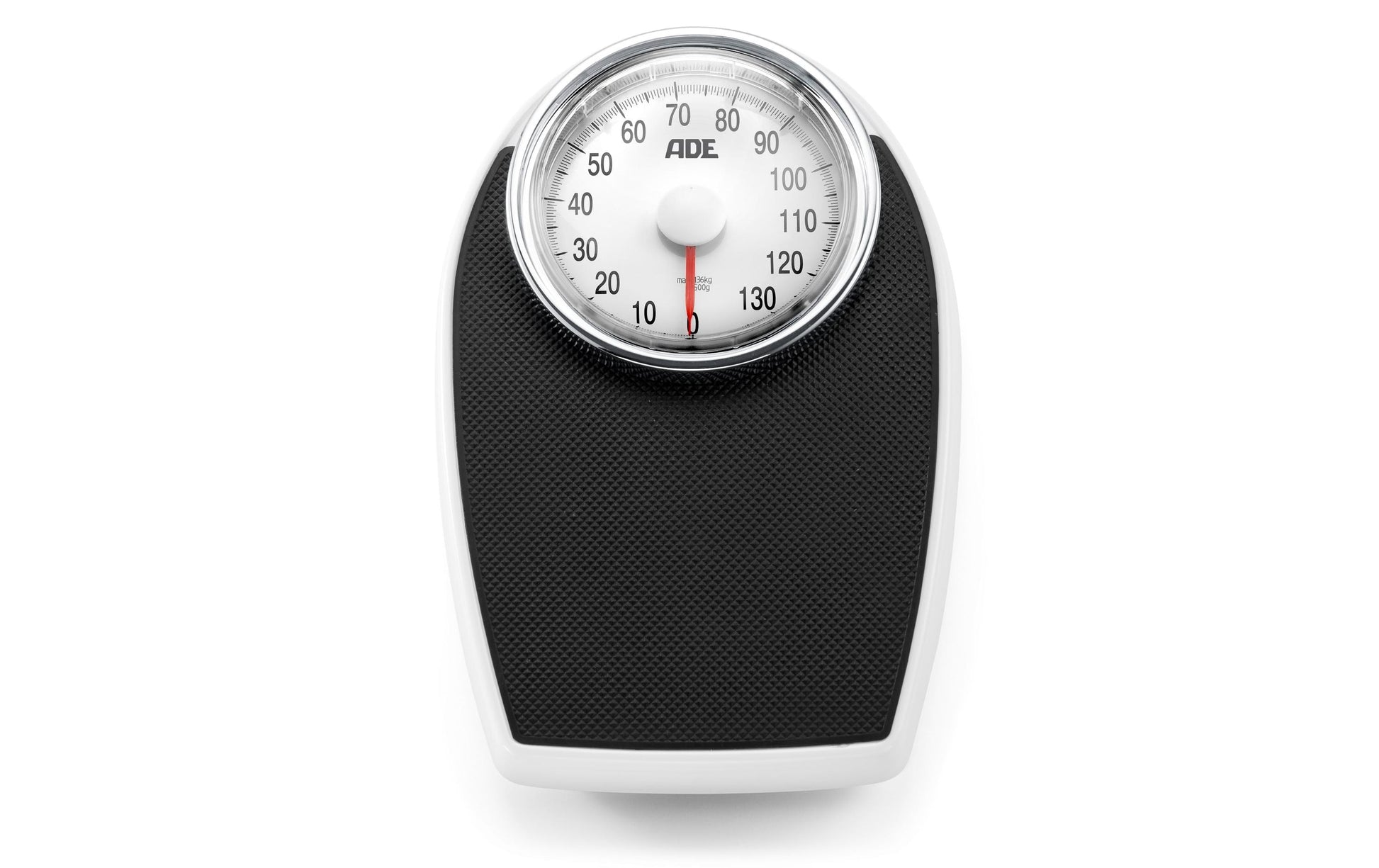 ADE Universalwaage Victoria – Tragkraft 136 kg, Teilung 500 g, Wiegefläche 28,5 × 43 cm, Metall, Schwarz