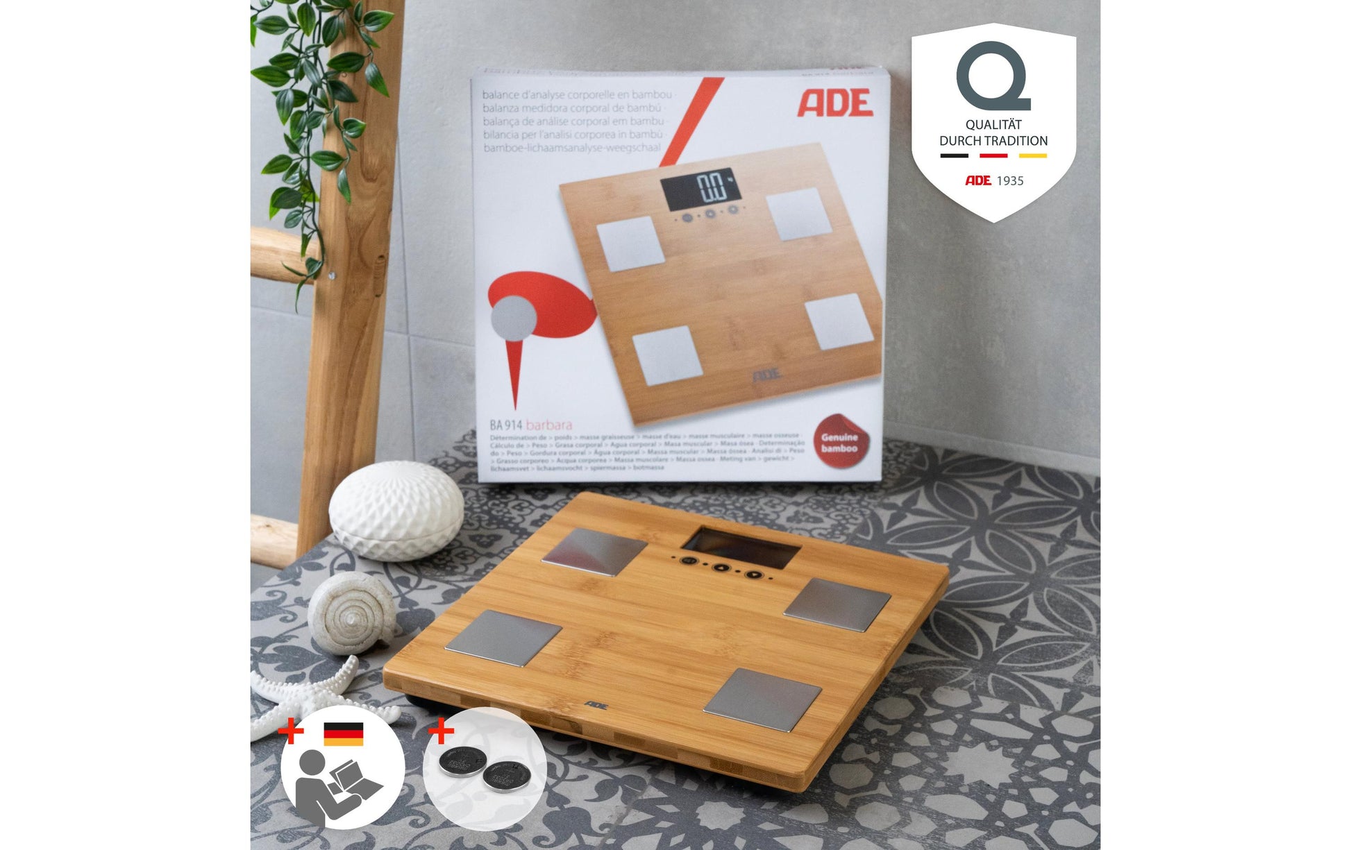 ADE Digitale Personenwaage Barbara – Holz – 150 kg