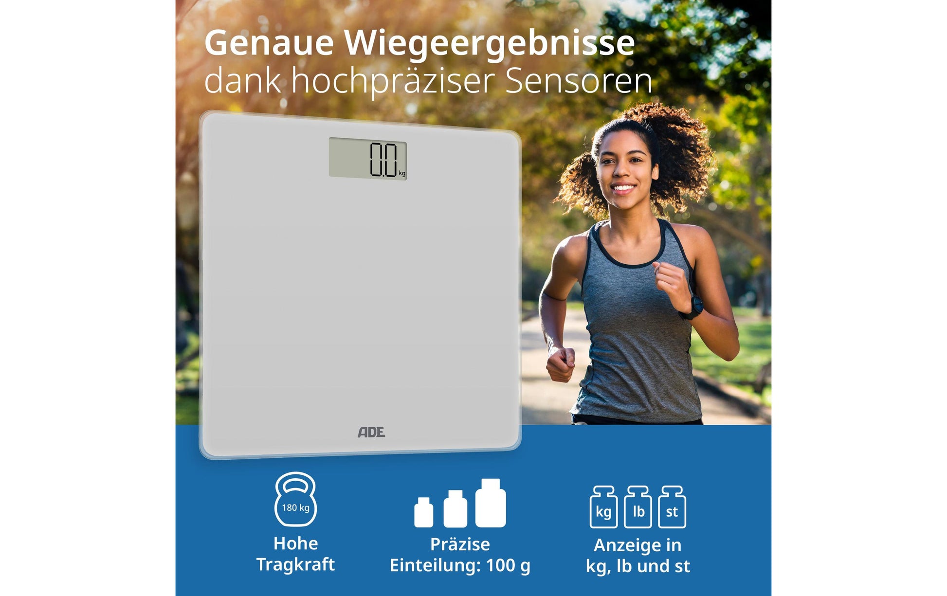 ADE Digitale Personenwaage Amina – Glas – 180 kg
