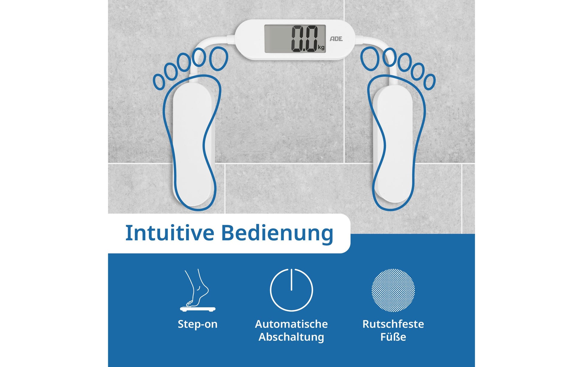 ADE Paketwaage BE2301 – Tragkraft 180 kg, Teilung 100 g, Wiegefläche 24,5 × 30 cm, Weiss