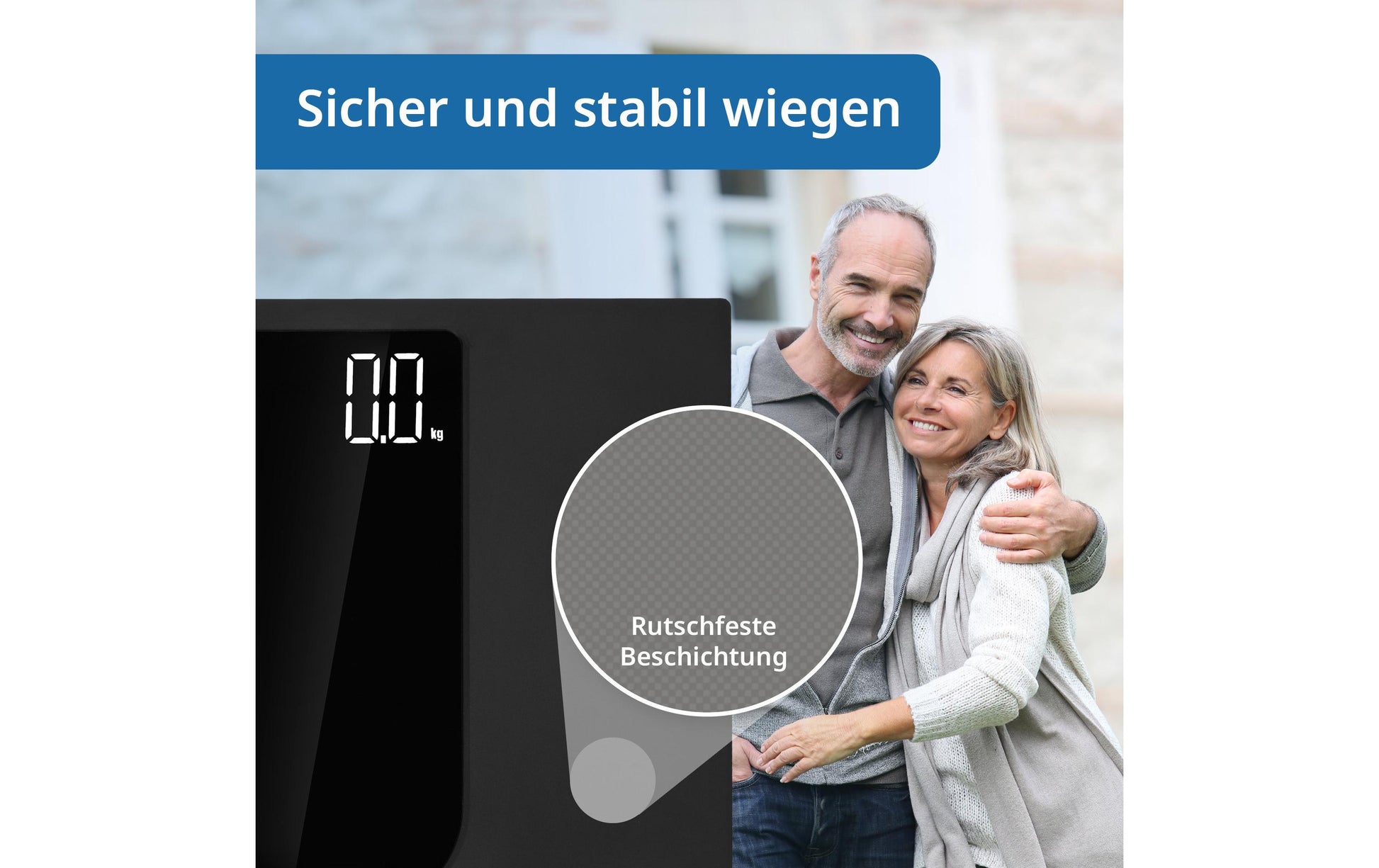 ADE Personenwaage Allegra – 31×31×2,6 cm, Glas, 250 kg, Schwarz