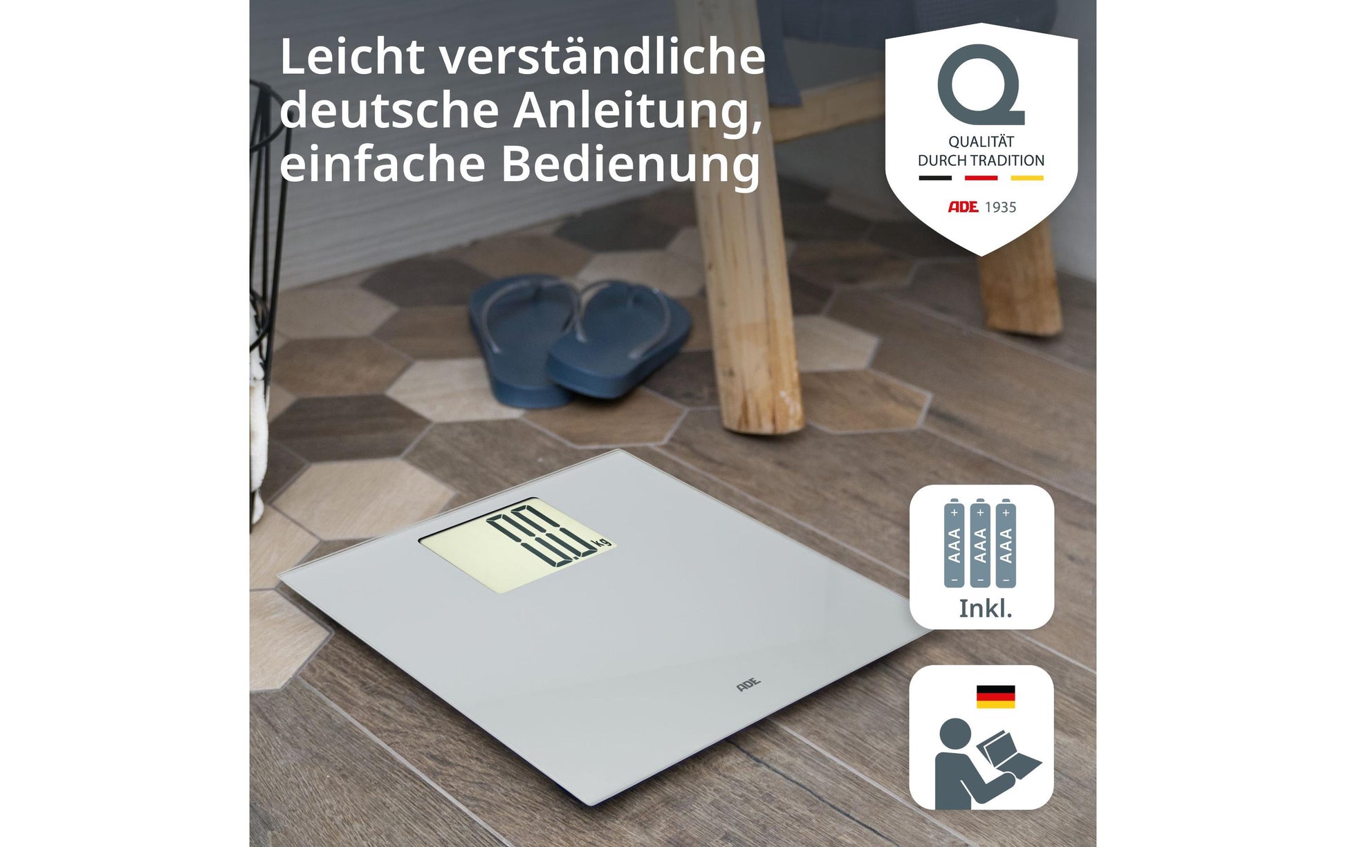 ADE Digitale Personenwaage Katharina – 200 kg – silber