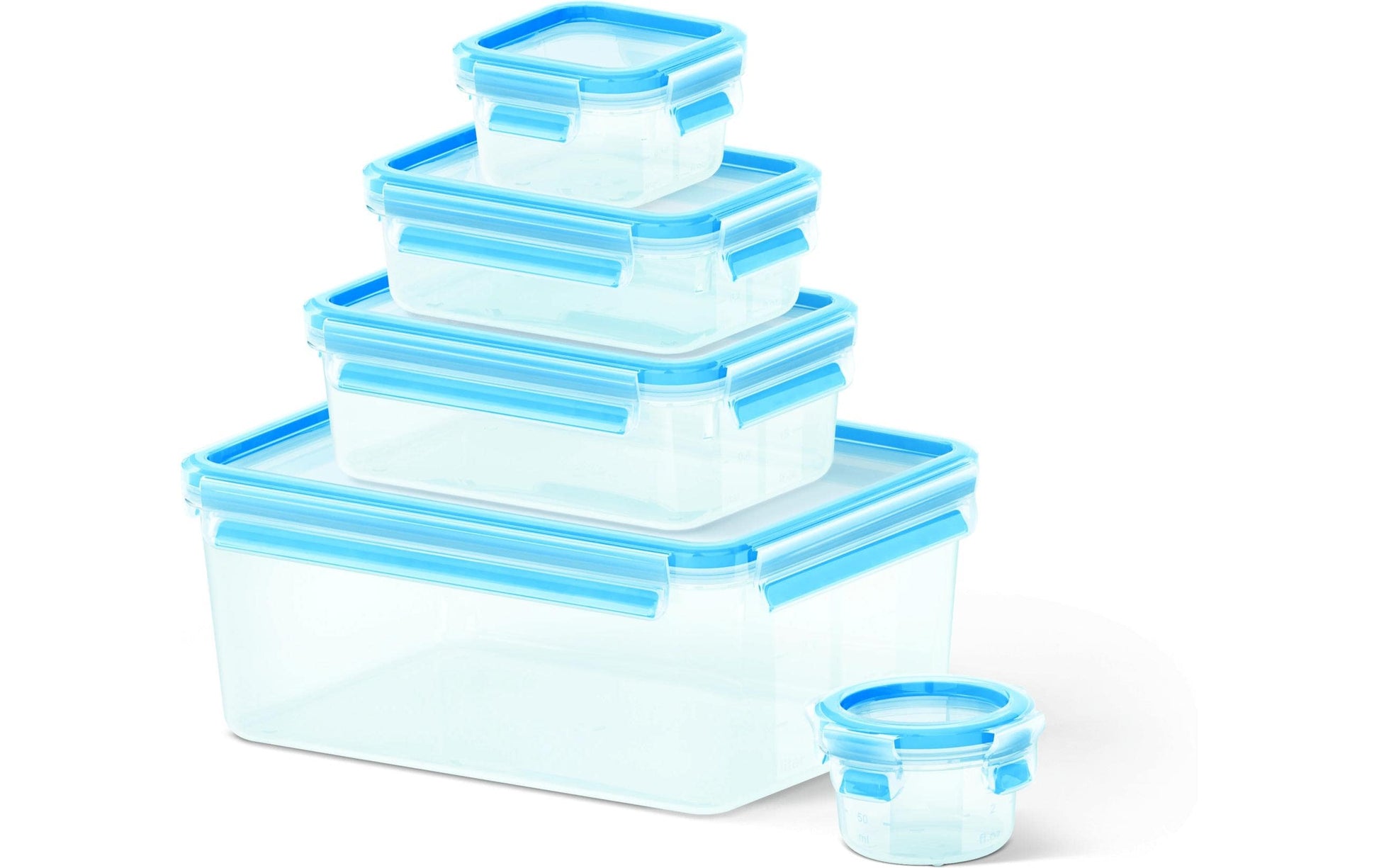 EMSA Vorratsdose 5-teilig (250 ml, 550 ml, 1 l, 1,2 l, 2,3 l), Polypropylen (PP), transparent/blau