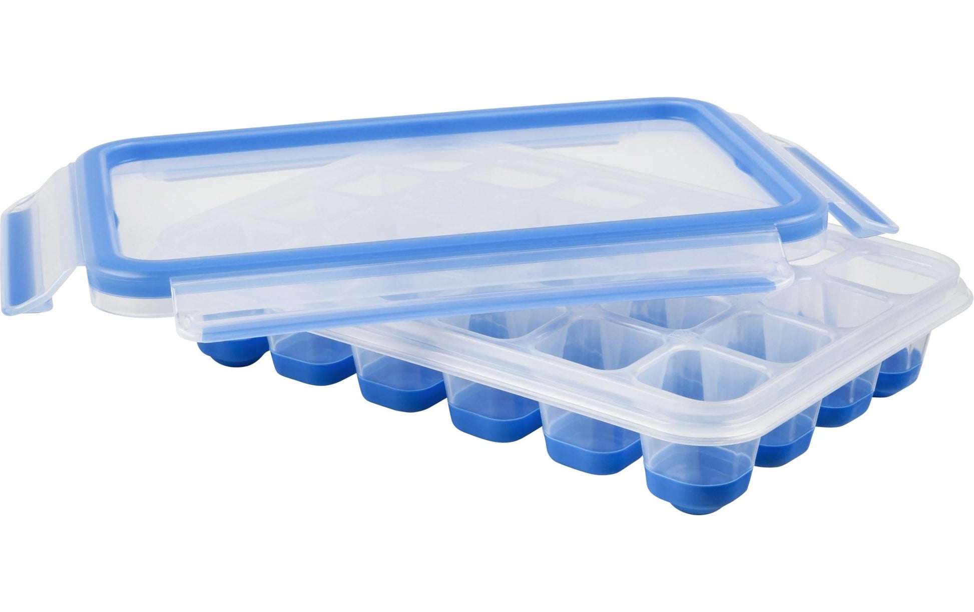 EMSA Eiswürfelbox, 16,5 × 22,6 × 4,9 cm, Polypropylen (PP)/TPE, transparent/blau, leckdicht