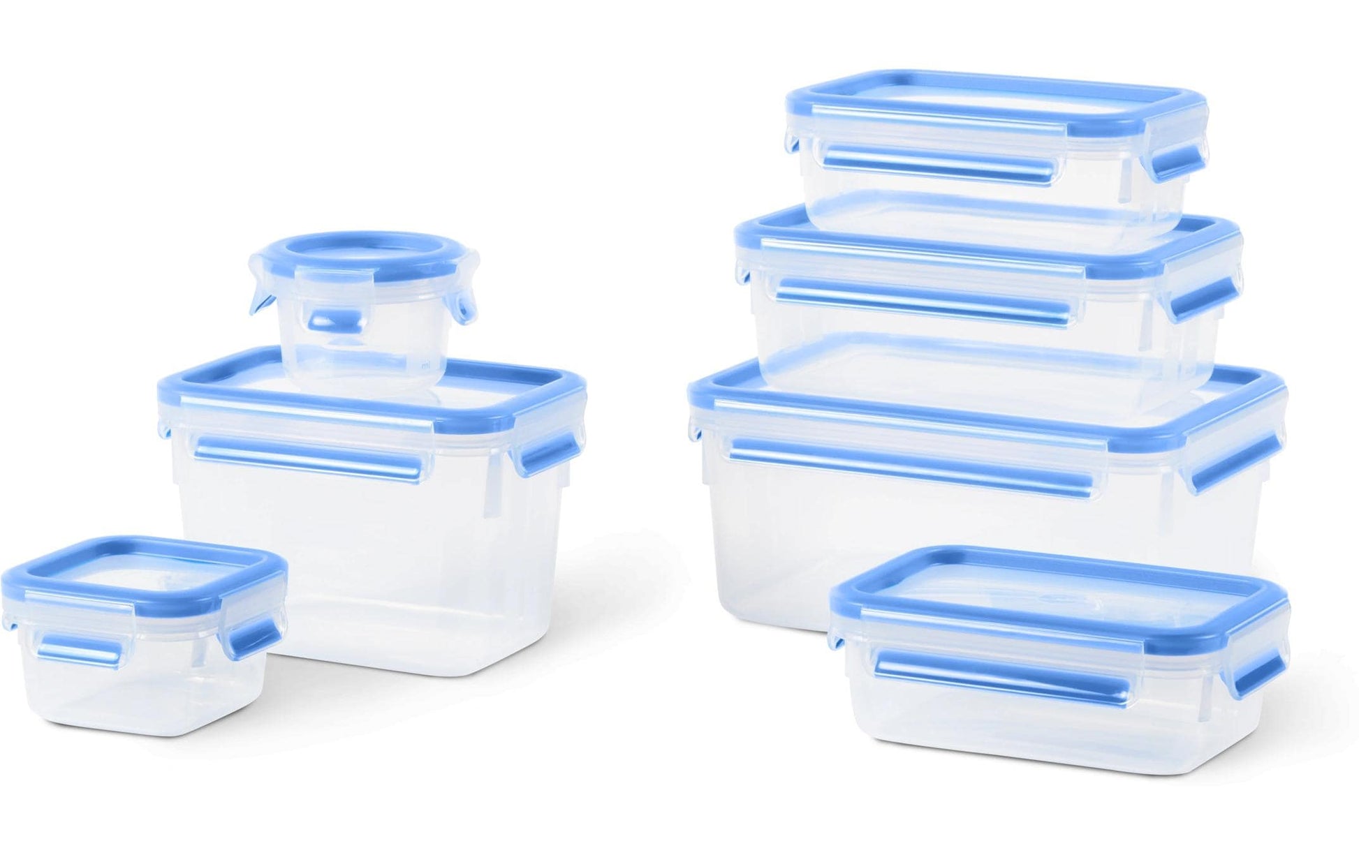 EMSA Clip & Close – 7-teiliges Vorratsdosen-Set, 5,8 l, Polypropylen (PP), Transparent/Blau