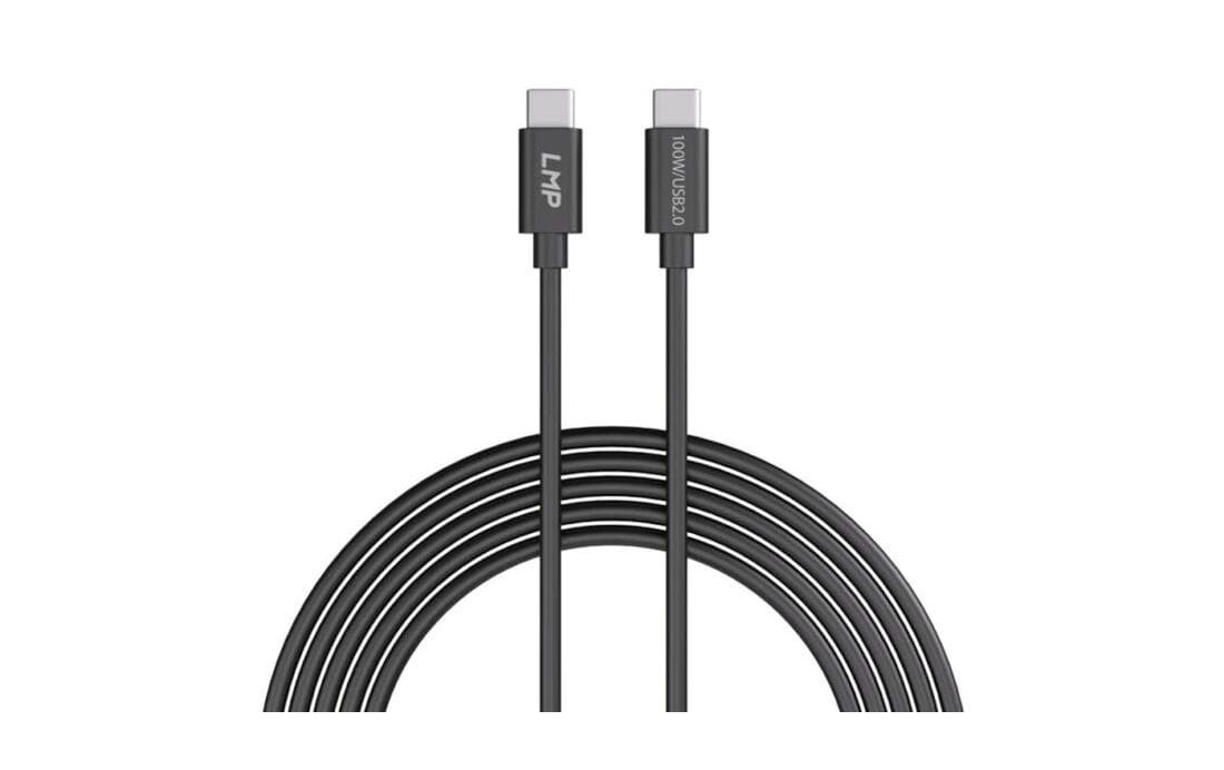 LMP USB-C auf USB-C Kabel – USB 2.0 (480 Mbit/s) – 0,3 m – PD 100 W – TPE – Schwarz