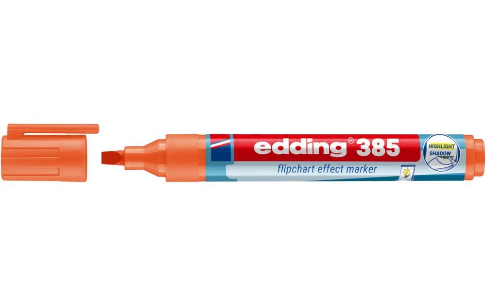 Edding Flipchart-Marker – Pinselspitze 1–5 mm, Orange, nachfüllbar, Cap-Off – für Flipcharts/Papier