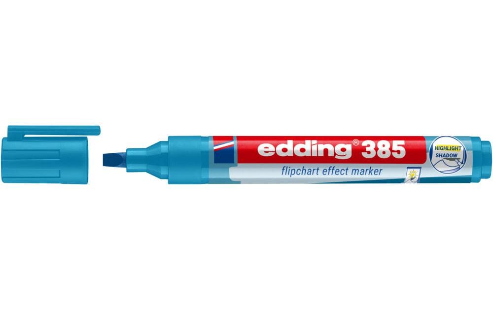 Edding 385 Flipchart-Marker – Pinselspitze 1–5 mm, Hellblau, Nachfüllbar, Cap-Off – für Flipcharts/Papier