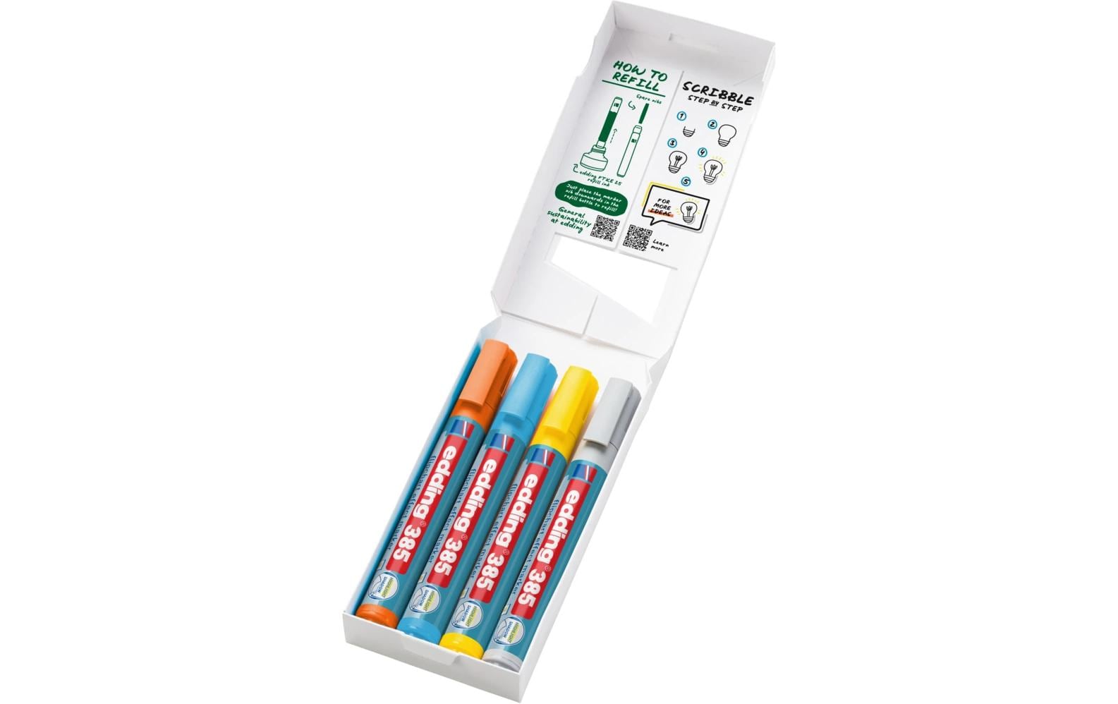 Edding Flipchart-Marker Effektmarker 385 – Kalligrafiespitze 1-5 mm – sortiert – 4er-Set – nachfüllbar