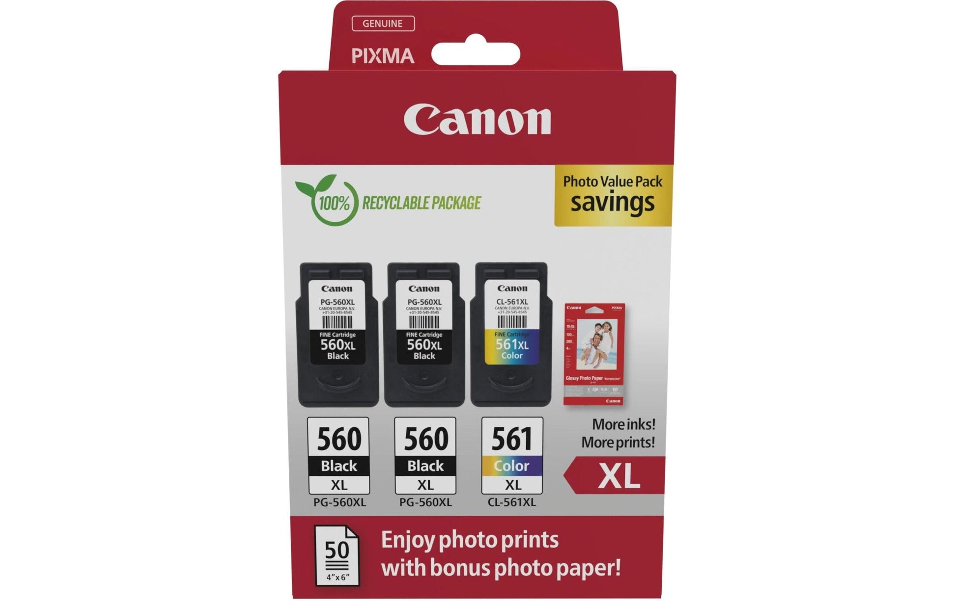 Canon Tintenpatronen-Multipack PG-560XL/CL-561XL, XL, Original – für PIXMA-Modelle