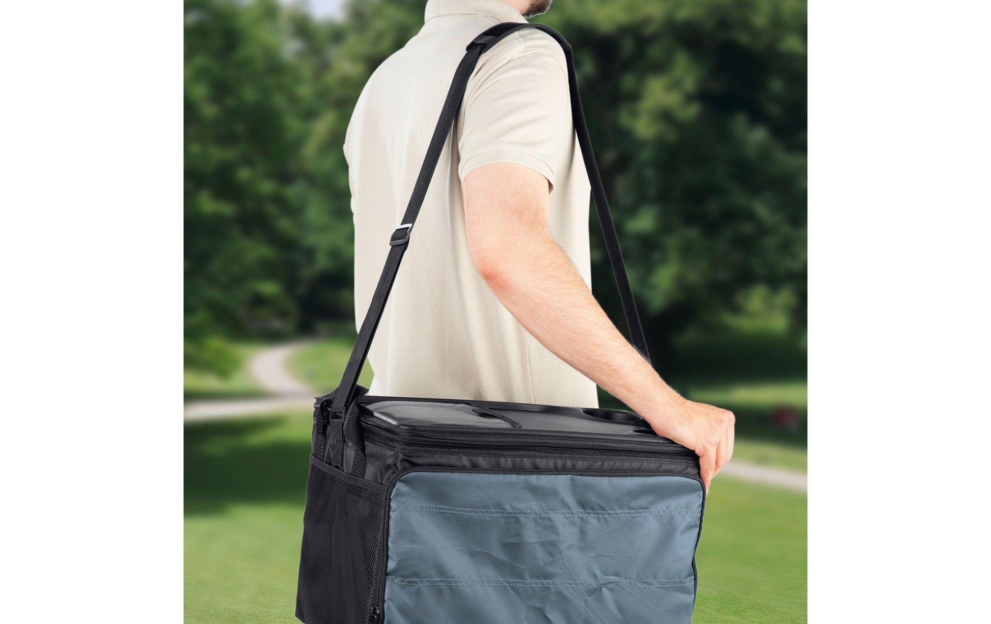 EASYmaxx Stofftasche Polyester, Schwarz/Grau, 445×310×280 mm, Schultergurt