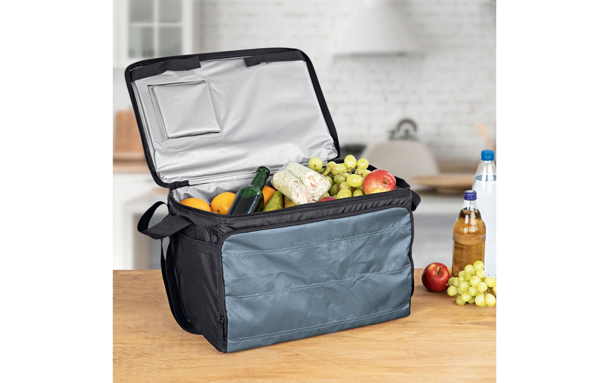 EASYmaxx Stofftasche Polyester, Schwarz/Grau, 445×310×280 mm, Schultergurt