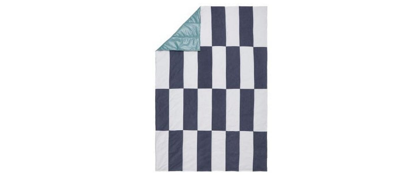 URBANARA Wohndecke – Baumwolle, Blaugrau, Naturweiss – 120 × 180 cm