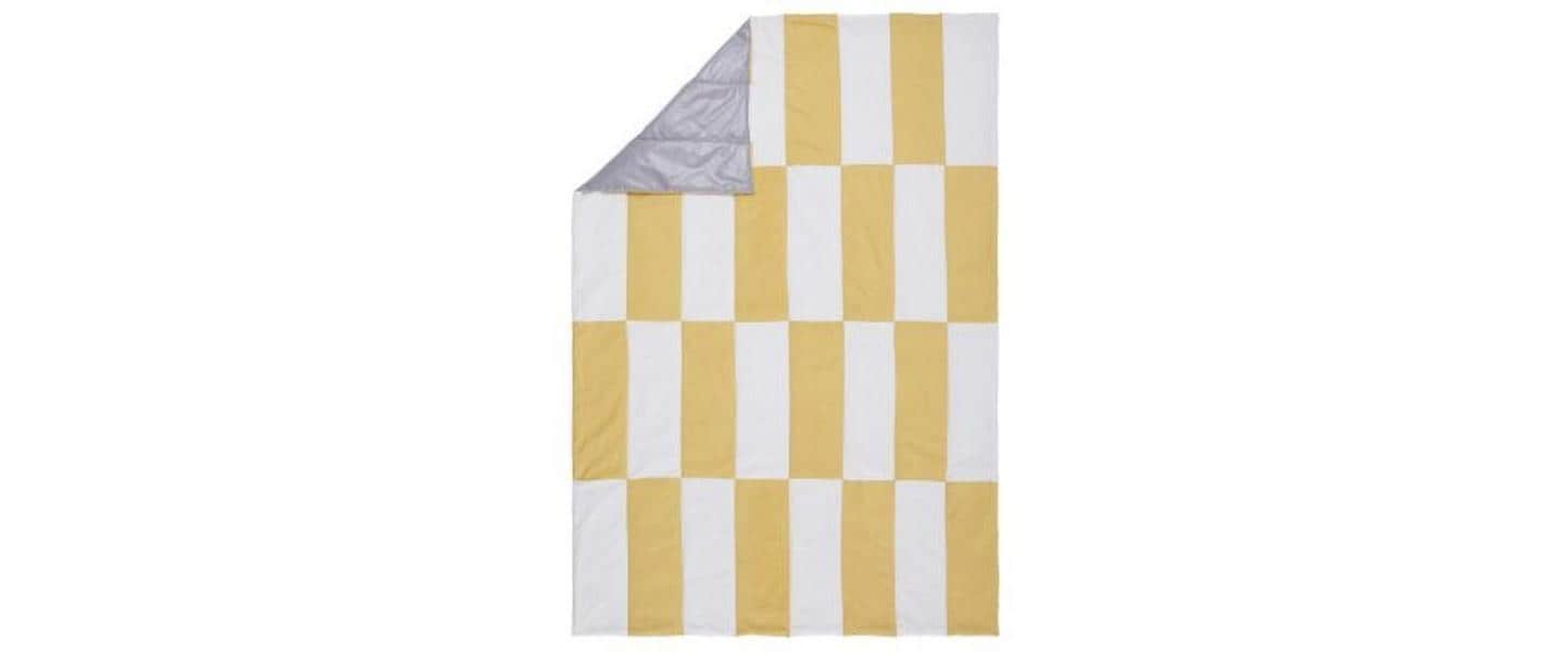 URBANARA Tamina Wohndecke – Baumwolle, Sandgelb, Naturweiss – 120 × 180 cm