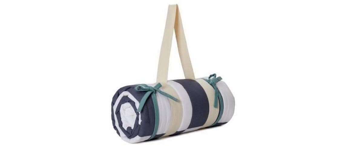 URBANARA Wohndecke – Baumwolle, Blaugrau, Naturweiss – 120 × 180 cm