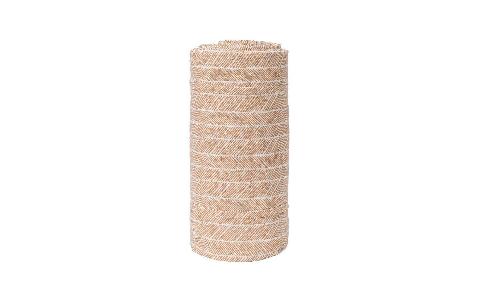 URBANARA Wohndecke – Baumwolle, Aprikose, Weiss, Salbeigrün – 130 × 190 cm