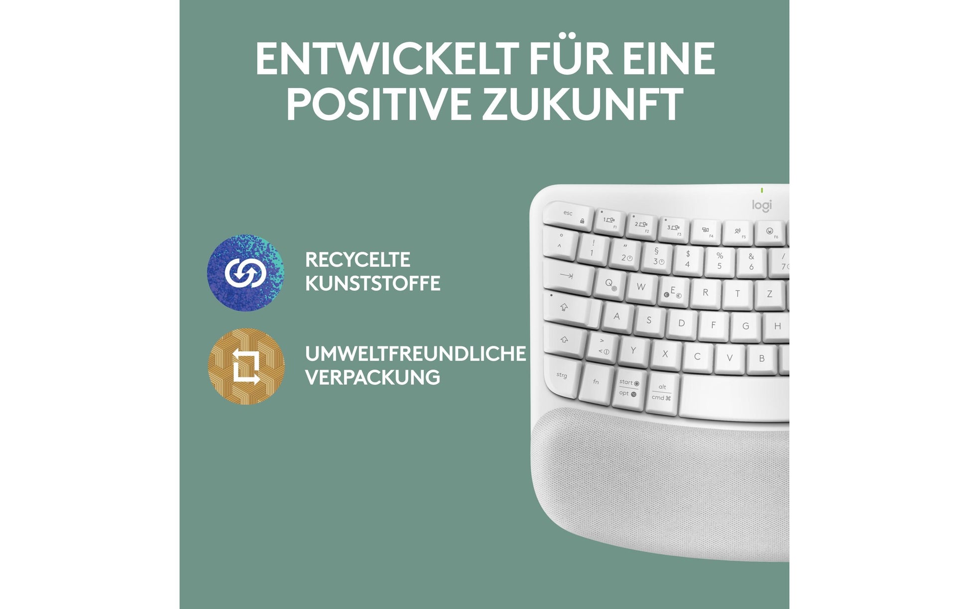 Logitech Central-419 – Tastatur, kabellos (Bluetooth/2,4 GHz), CH-Layout (DE-CH), ergonomisch, Weiss