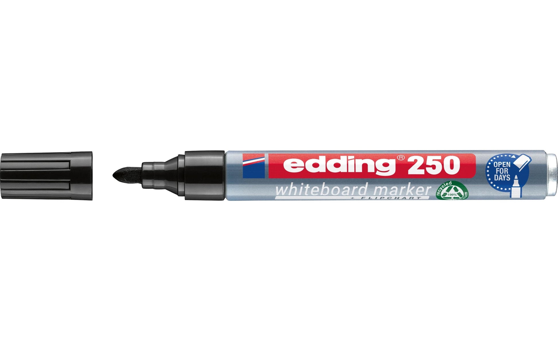 Edding Whiteboard-Marker 250 – Rundspitze 1,5-3 mm – Schwarz – Trocken abwischbar