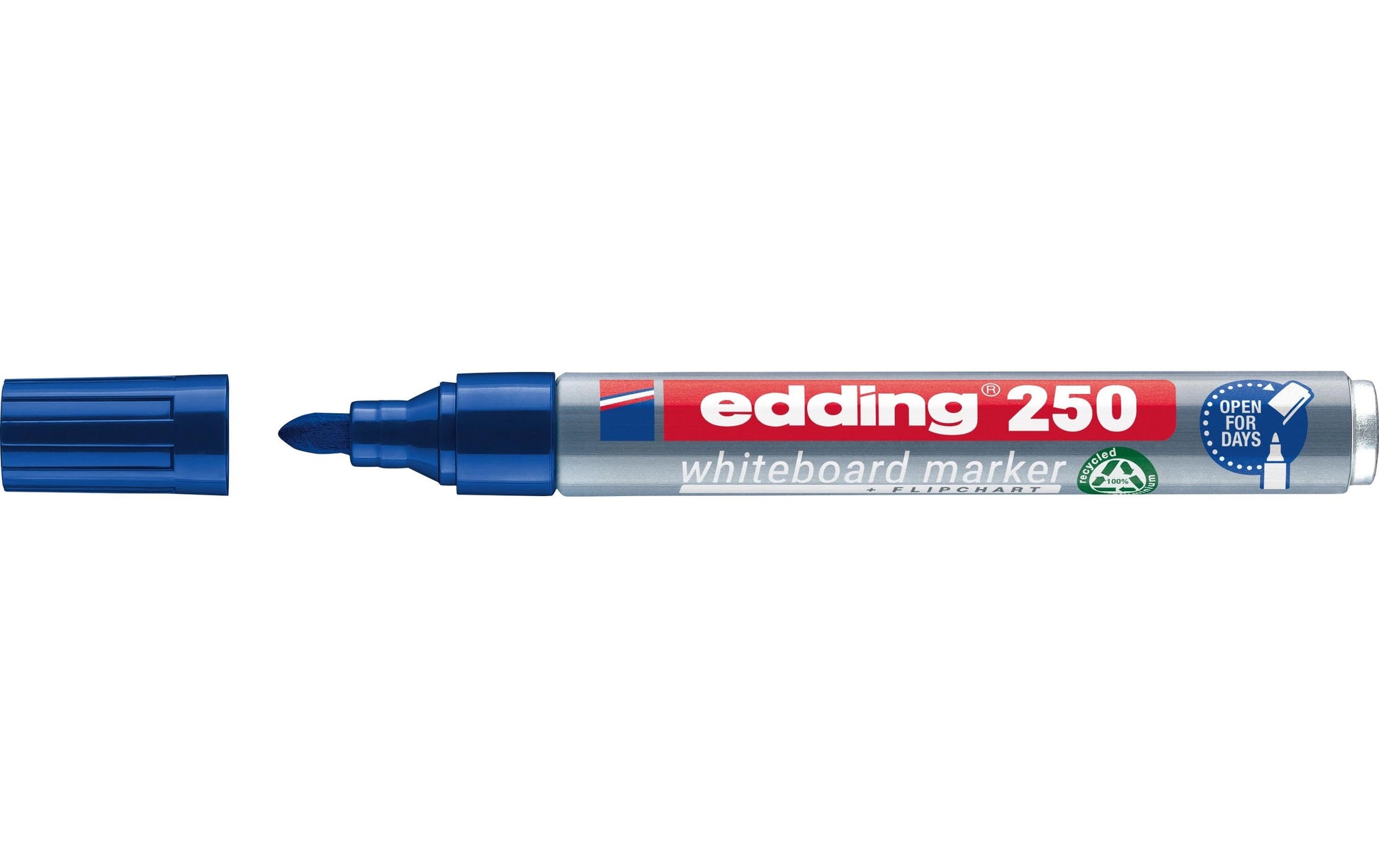 Edding Whiteboard-Marker 250 – Rundspitze 1,5-3 mm – Blau – Trocken abwischbar