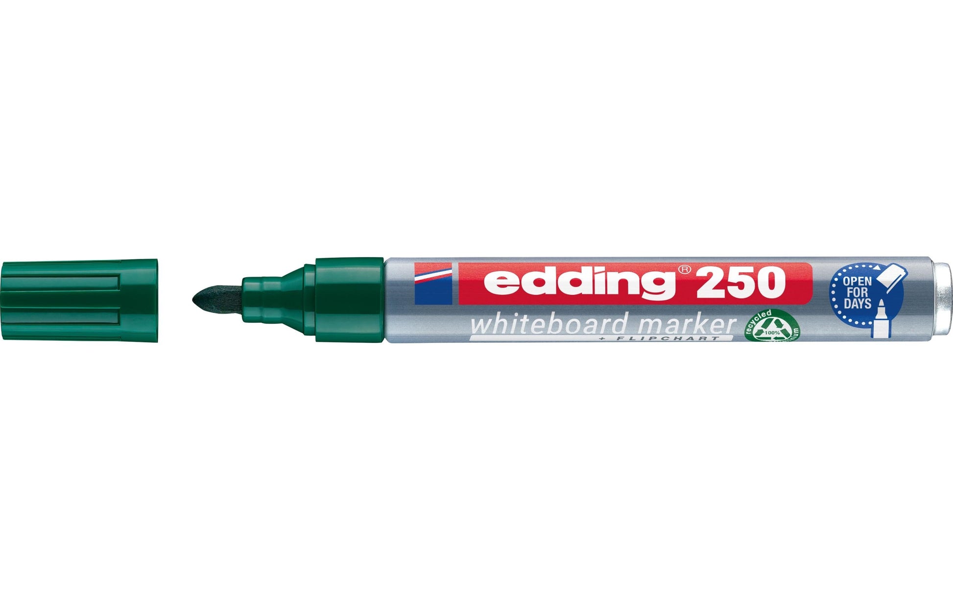 Edding Whiteboard-Marker 250 – Rundspitze 1,5-3 mm – Grün – Trocken abwischbar