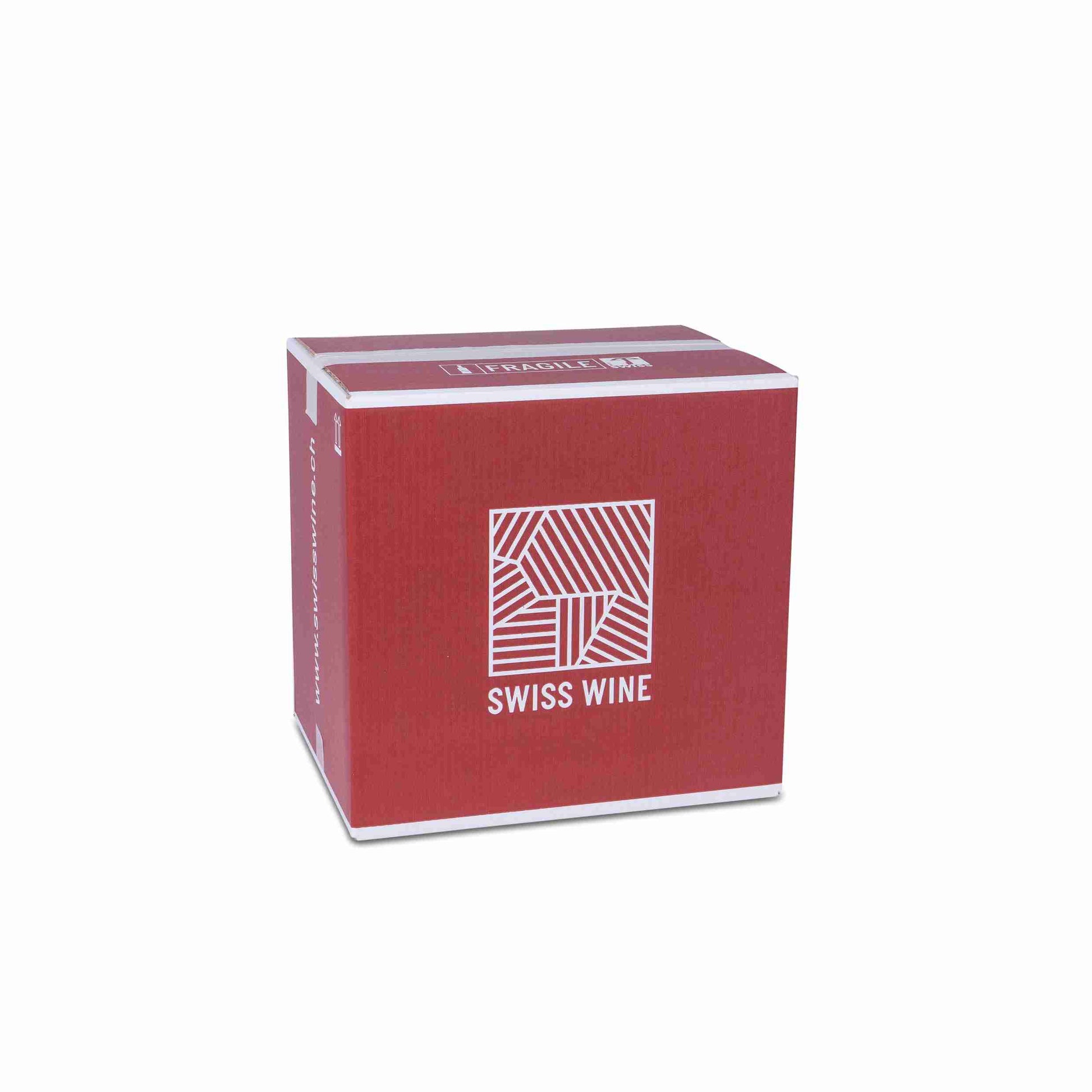 Swisswine Weinversandkarton – für 12 × 0,75 l, max. 310 mm & Ø90 mm – 366 × 277 × 350 mm, rot, Wellkarton – 1 Palette (300 Stk.)