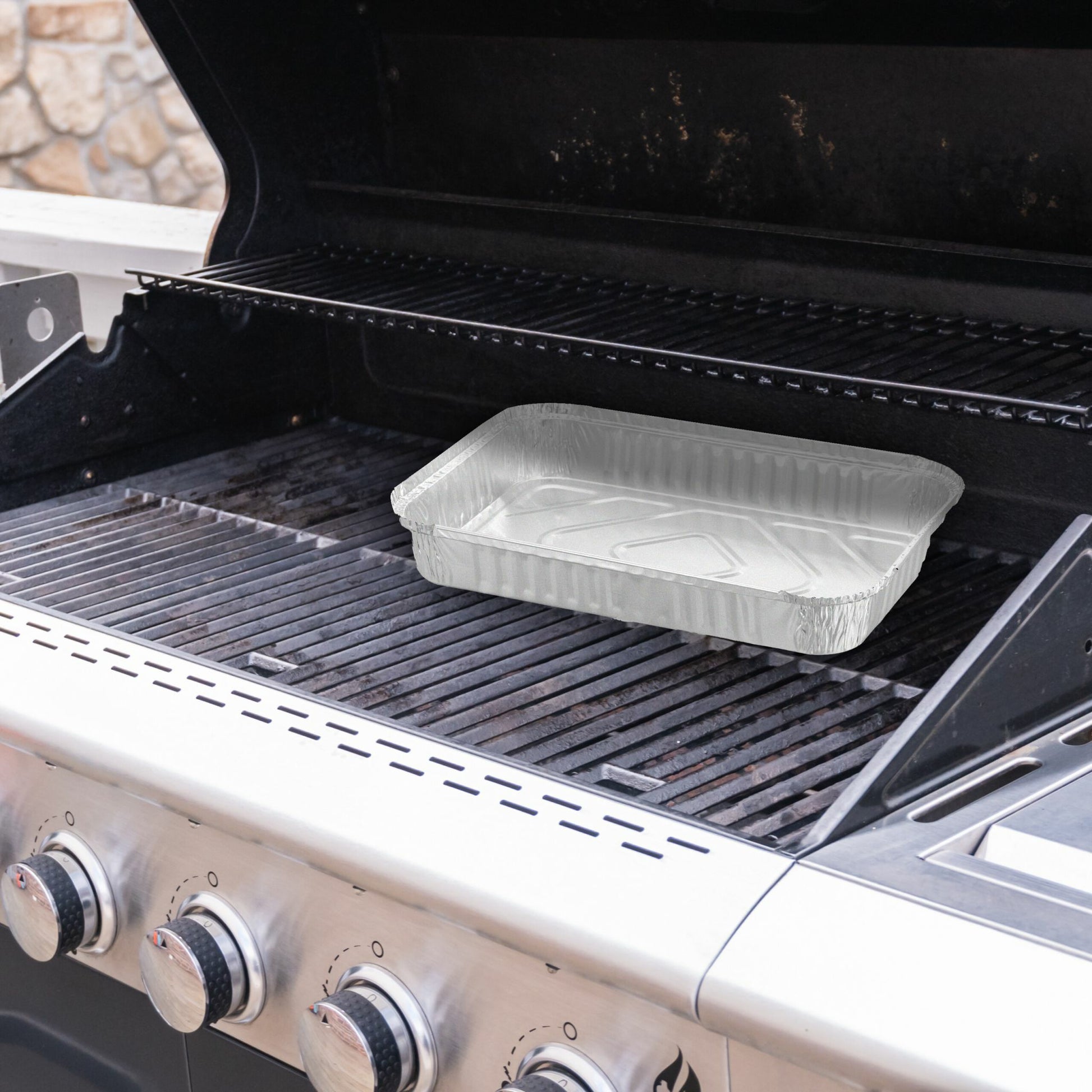 Relaxdays Grillschale, Aluminium, rechteckig – 310 × 210 × 45 mm, Silber – 50 Stk.