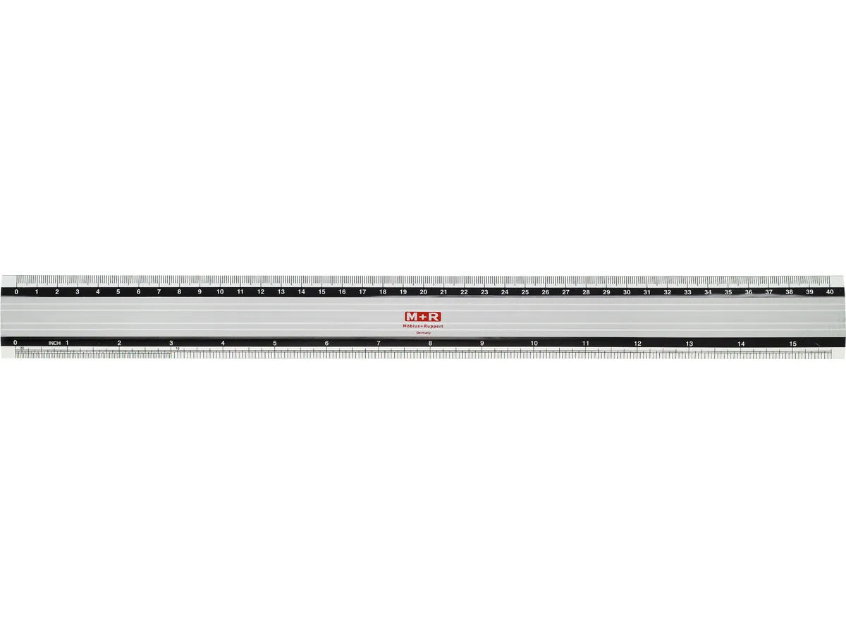 M+R Lineal – Aluminium – 40 cm – Skala cm/″ – silber