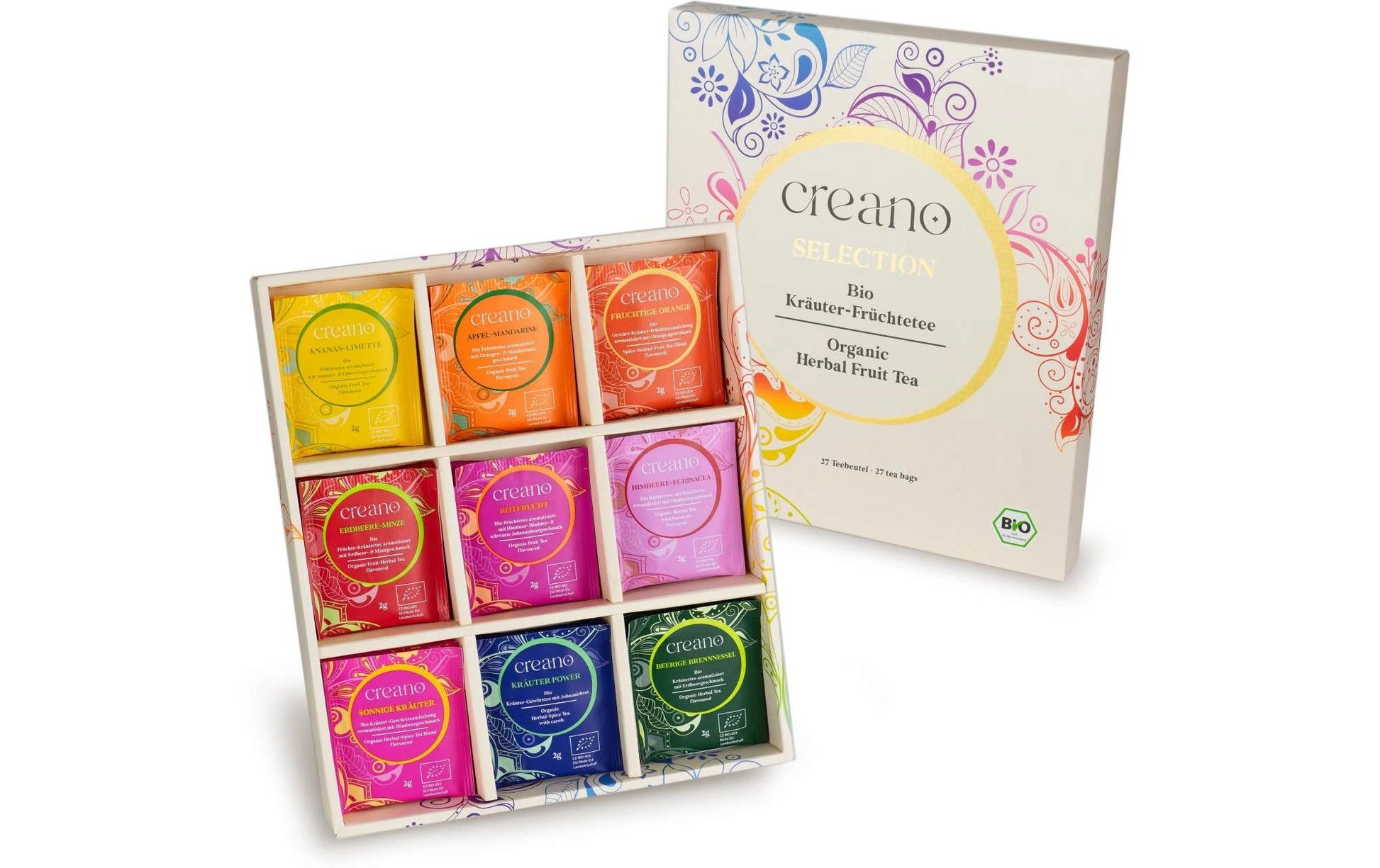 Creano Geschenkset Kräutertee – 27 Beutel – Bio