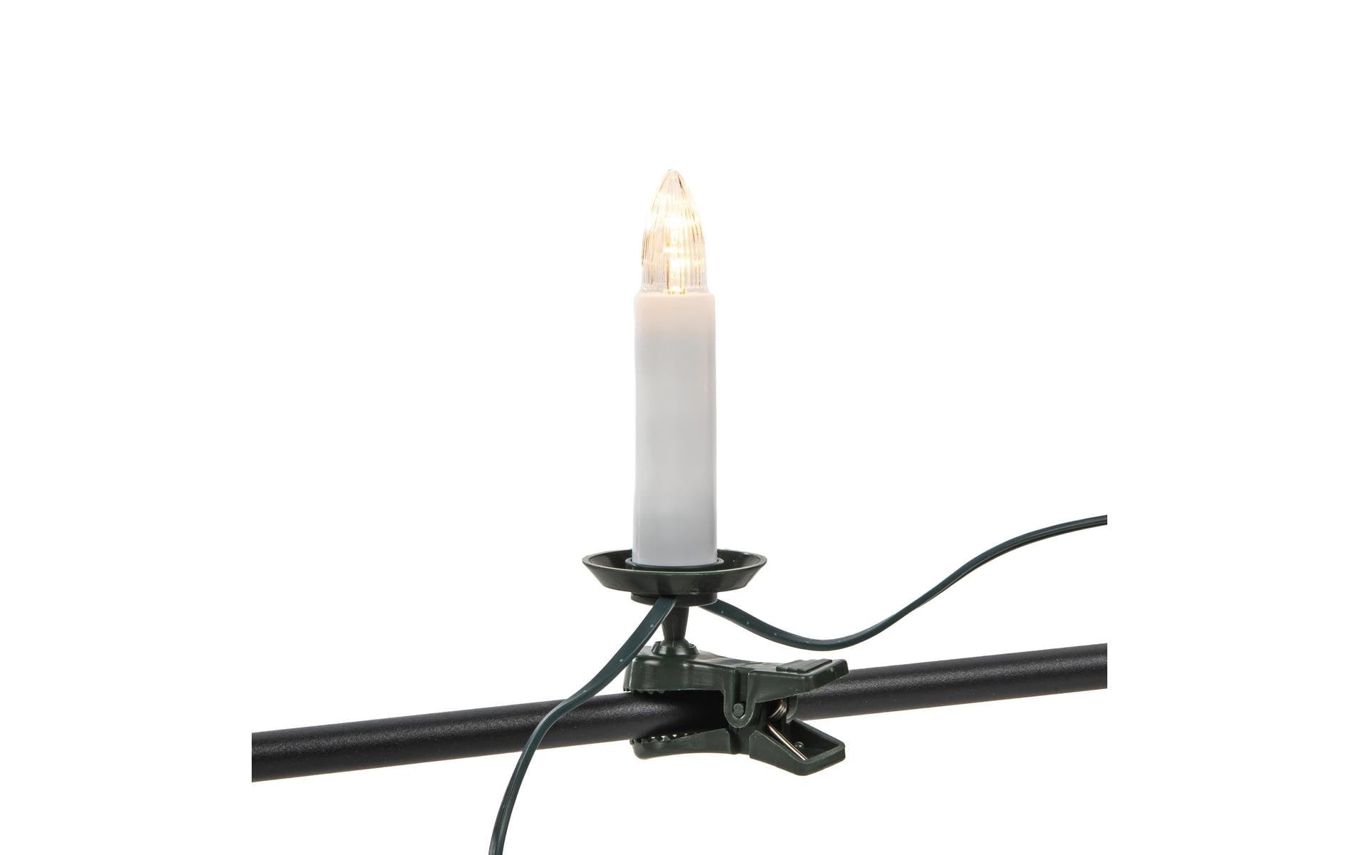 Konstsmide LED-Lichterkette 1160-020 – Starterset, 15,5 m, 3 lm, 3,6 W, 2800 K (Warmweiss), 16 Lampen, Grün/Weiss