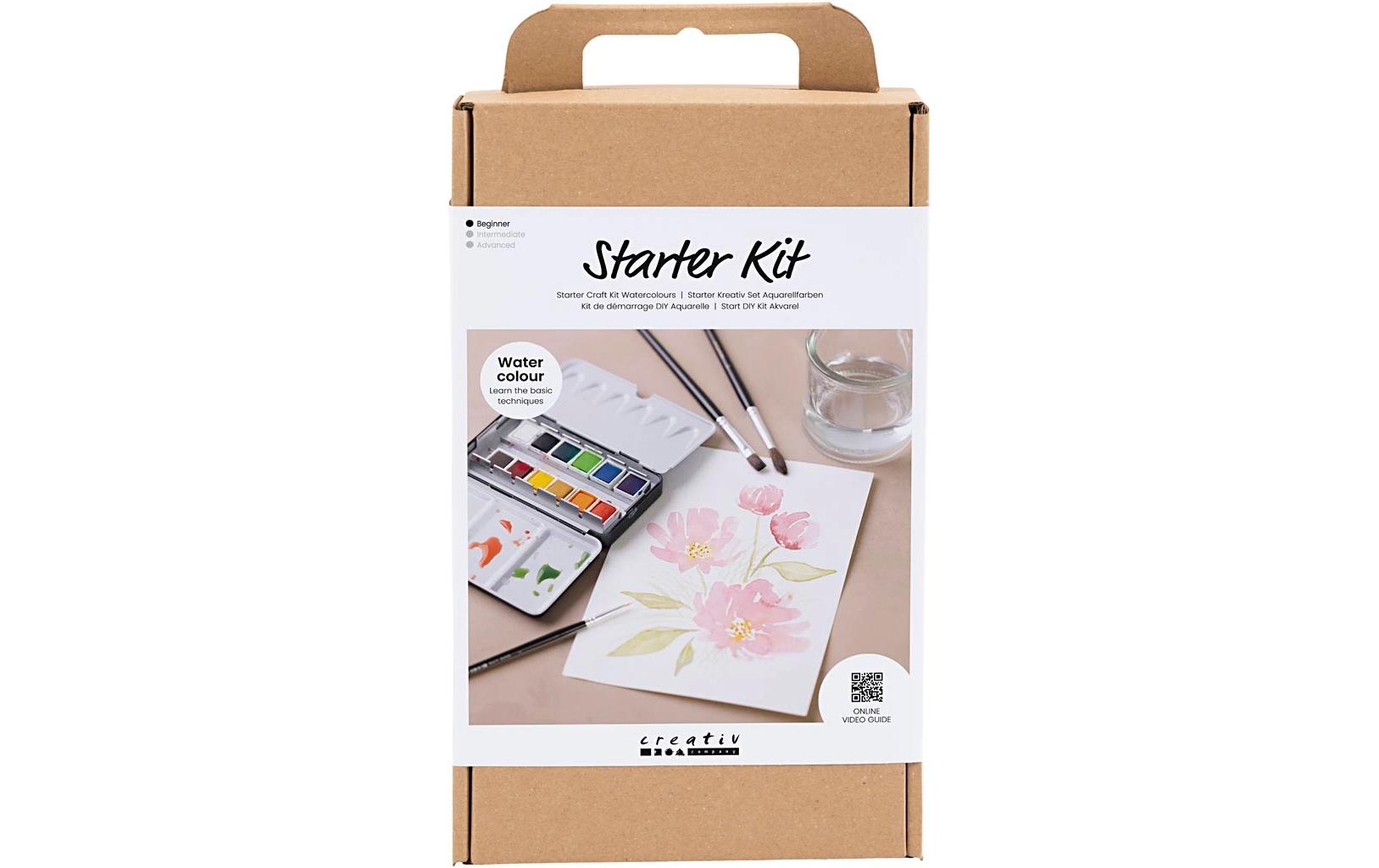 Creativ Company Bastelset Aquarell – inkl. Pinsel, Malvorlage, Farbe – Mehrfarbig