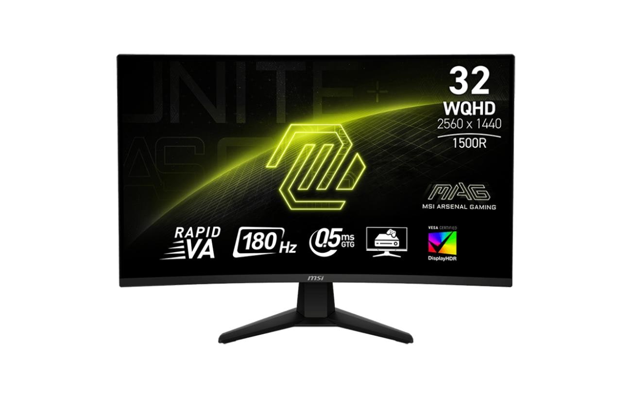 MSI MAG 32CQ6FDE – Monitor, 31,5", 2560 × 1440 (WQHD), VA, 180 Hz, 400 cd/m², Curved, Adaptive Sync, Schwarz
