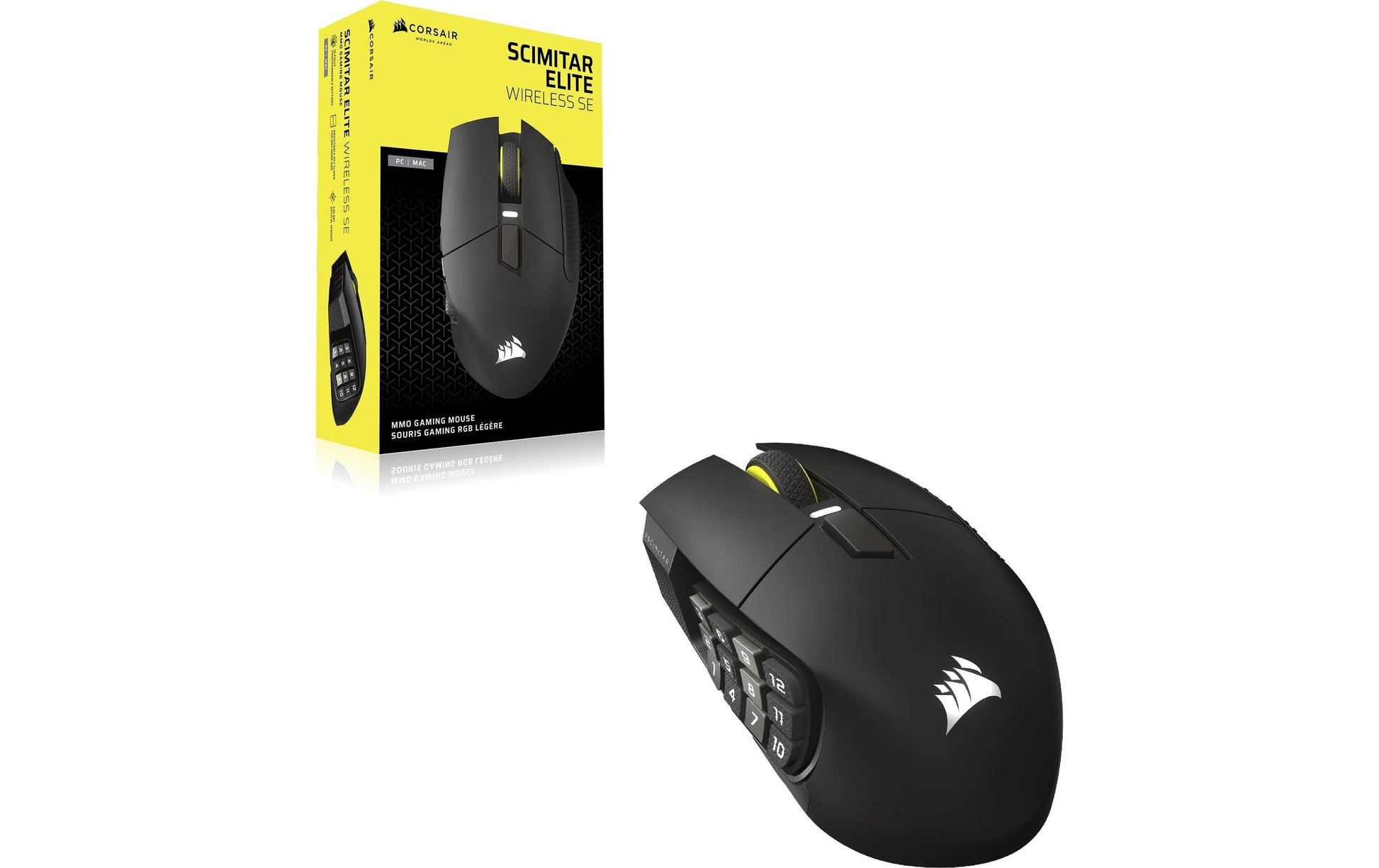Corsair SCIMITAR ELITE WIRELESS SE Gaming-Maus – kabellos, 16 Tasten, für Rechtshänder, Daumentaste, schwarz