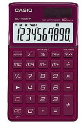 Casio Taschenrechner SL-1100TV – 10-stellig – Solar/Batterie – Rot