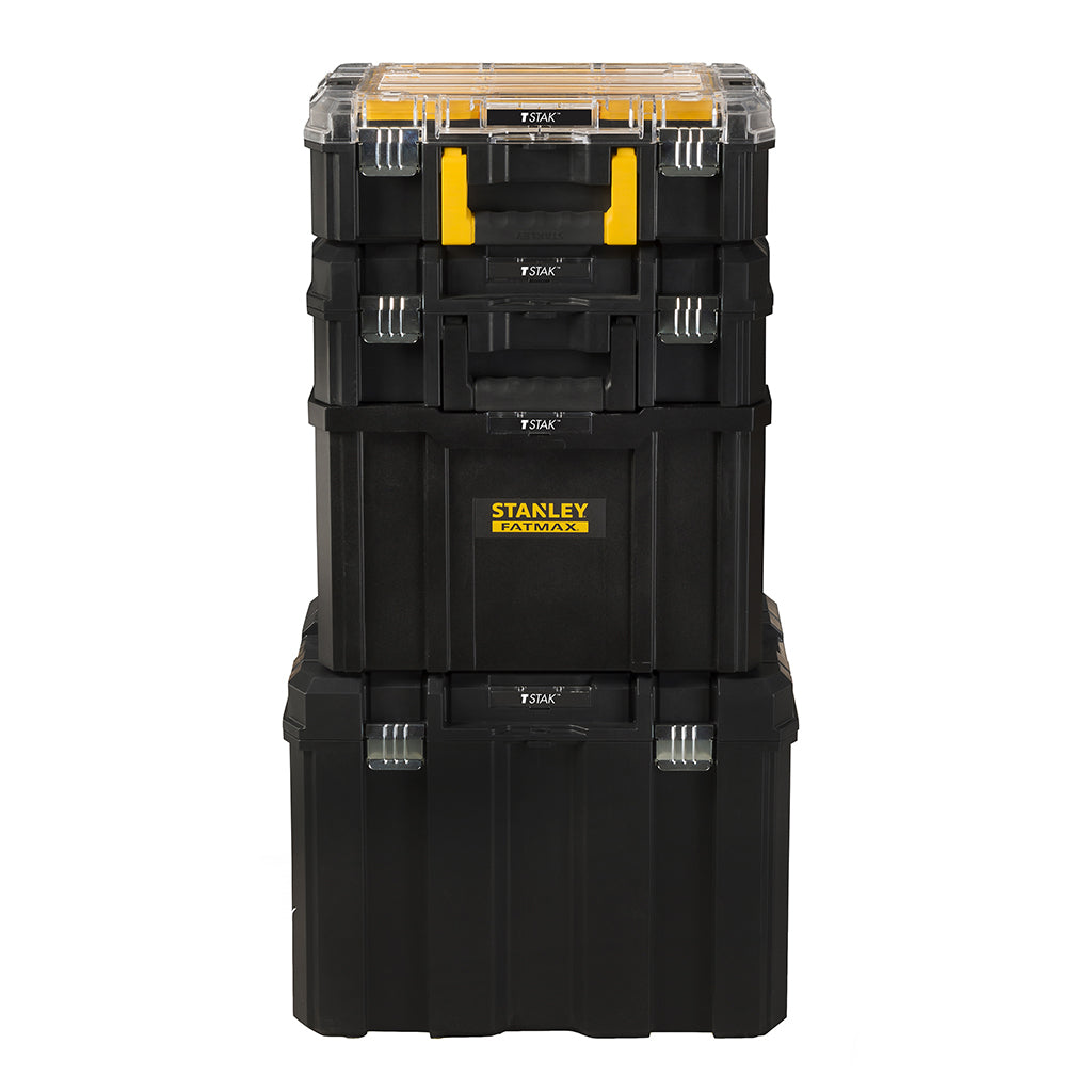 Stanley Werkzeugkasten FatMax TSTAK Mobile, 410 × 440 × 630 mm, schwarz, Teleskopgriff, 2 Rollen
