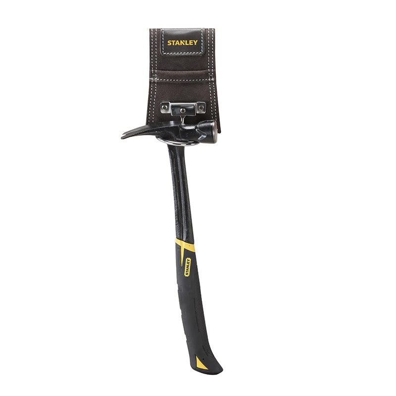Stanley Hakenwerkzeughalter – 1 Fach, Schwarz, Büffelleder, Stahl, B 75 × H 165 × T 120 mm, für Hammer