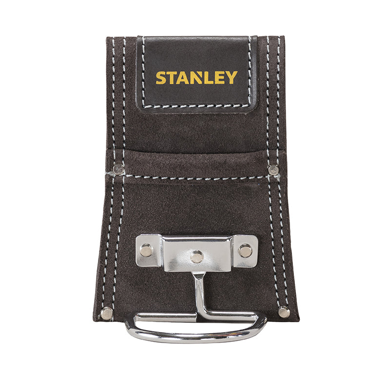 Stanley Hakenwerkzeughalter – 1 Fach, Schwarz, Büffelleder, Stahl, B 75 × H 165 × T 120 mm, für Hammer
