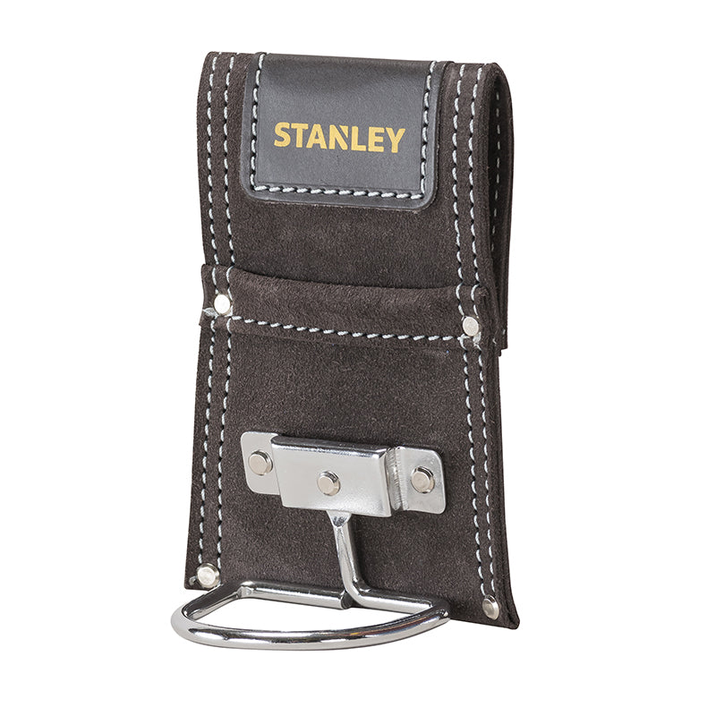 Stanley Hakenwerkzeughalter – 1 Fach, Schwarz, Büffelleder, Stahl, B 75 × H 165 × T 120 mm, für Hammer