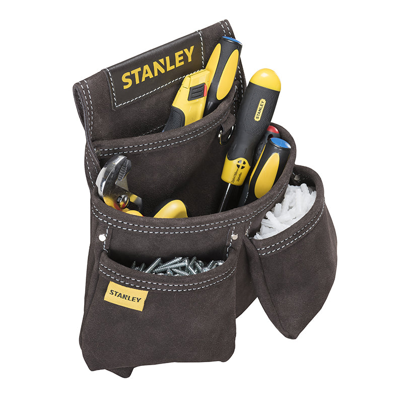 Stanley Werkzeugtasche mit 4 Fächern, schwarz, Büffelleder, B 300 × H 330 × T 70 mm