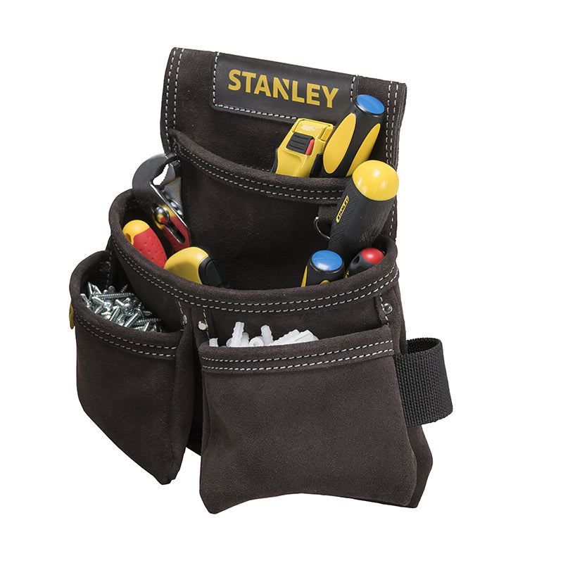 Stanley Werkzeugtasche mit 4 Fächern, schwarz, Büffelleder, B 300 × H 330 × T 70 mm