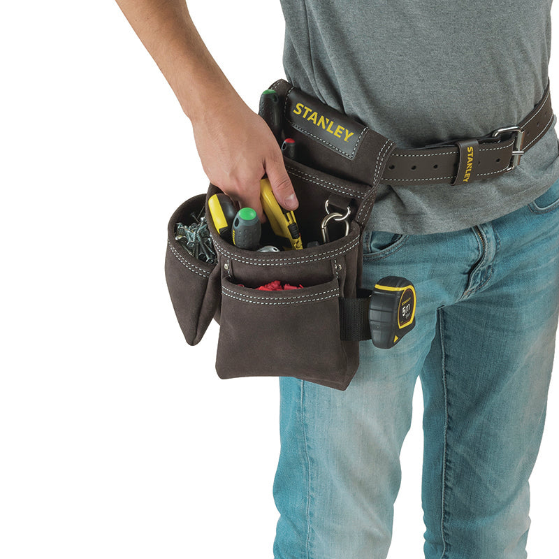 Stanley Verstellbare Gürteltasche, Schwarz, Büffelleder, B 25 × H 65 × T 1'300 mm
