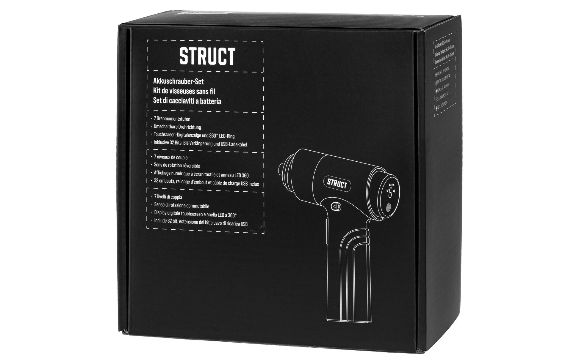 Struct Akku-Bohrschrauber – 3,7 V – 1/4" Sechskant – 6 Nm – 2,5 Ah, Koffer (ohne Ladegerät)
