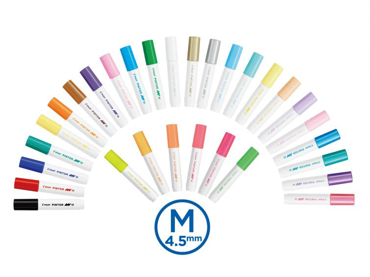 Pilot Pigment-Marker Pintor – Rundspitze 1,5-2,2 mm – Sortiert – 10er-Set – Für dunkle Oberflächen geeignet