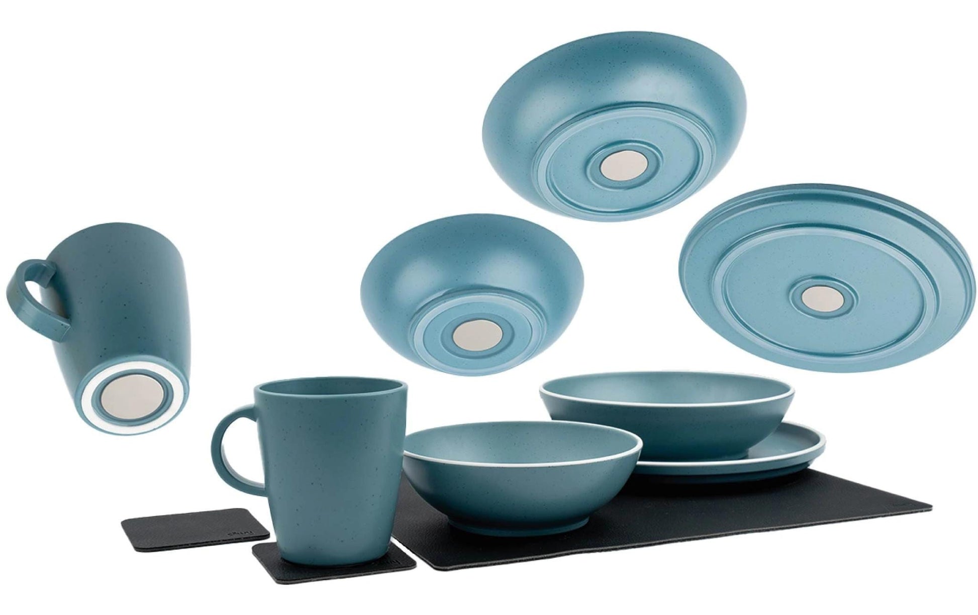 Silwy Geschirrset – Kunststoff, Blau, 11-teilig