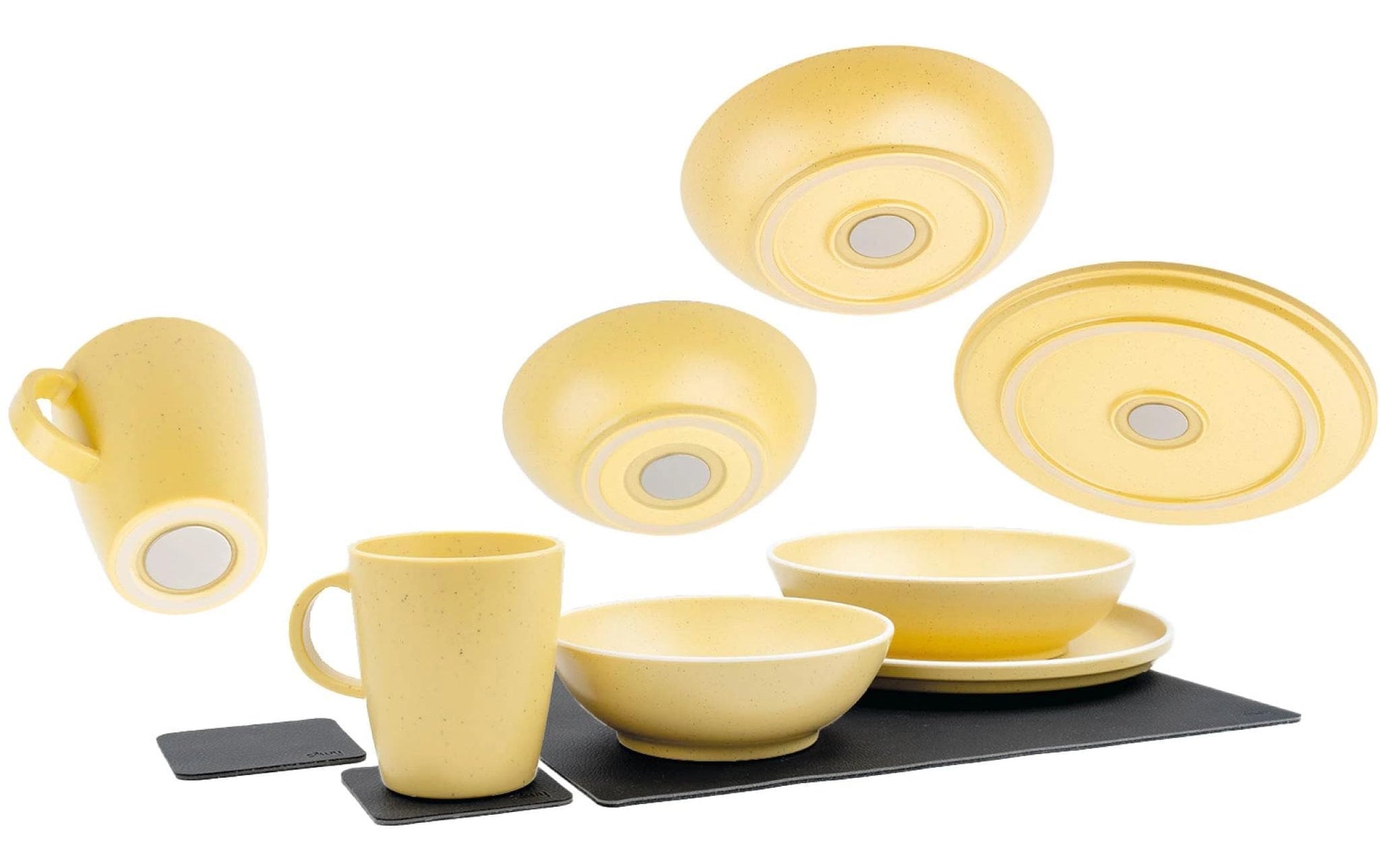 Silwy Dolomit Geschirr-Set – Kunststoff, Gelb, 11-teilig