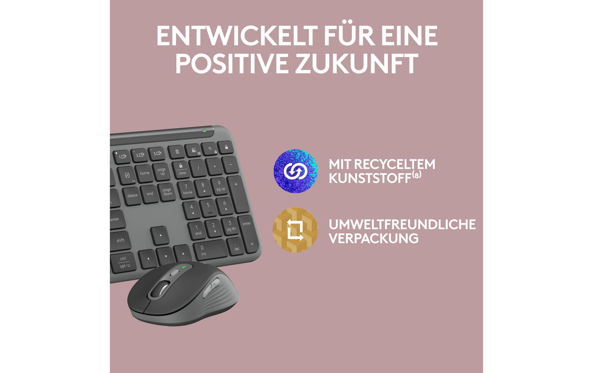 Logitech Slim Combo MK950 – Tastatur, CH-Layout (DE-CH), Grau