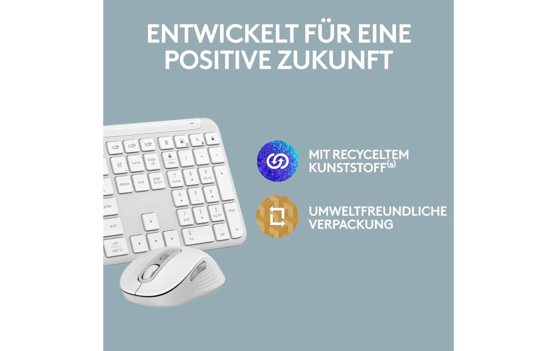 Logitech Signature Slim K950 – Tastatur, kabellos, CH-Layout (DE-CH), Weiss
