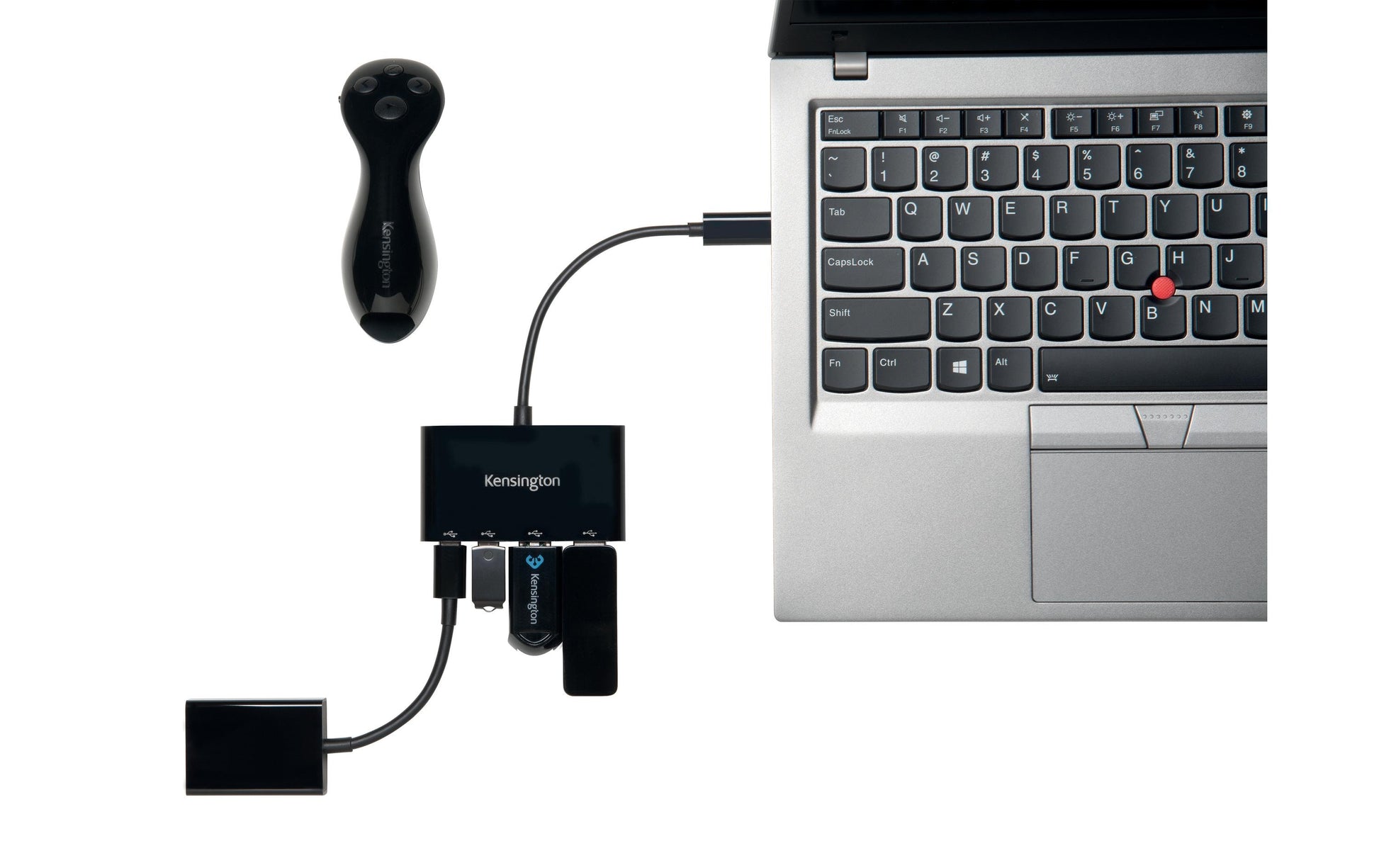 Kensington CH1000 USB-Hub – USB-C, 2× USB-A, für Windows/Mac/ChromeOS
