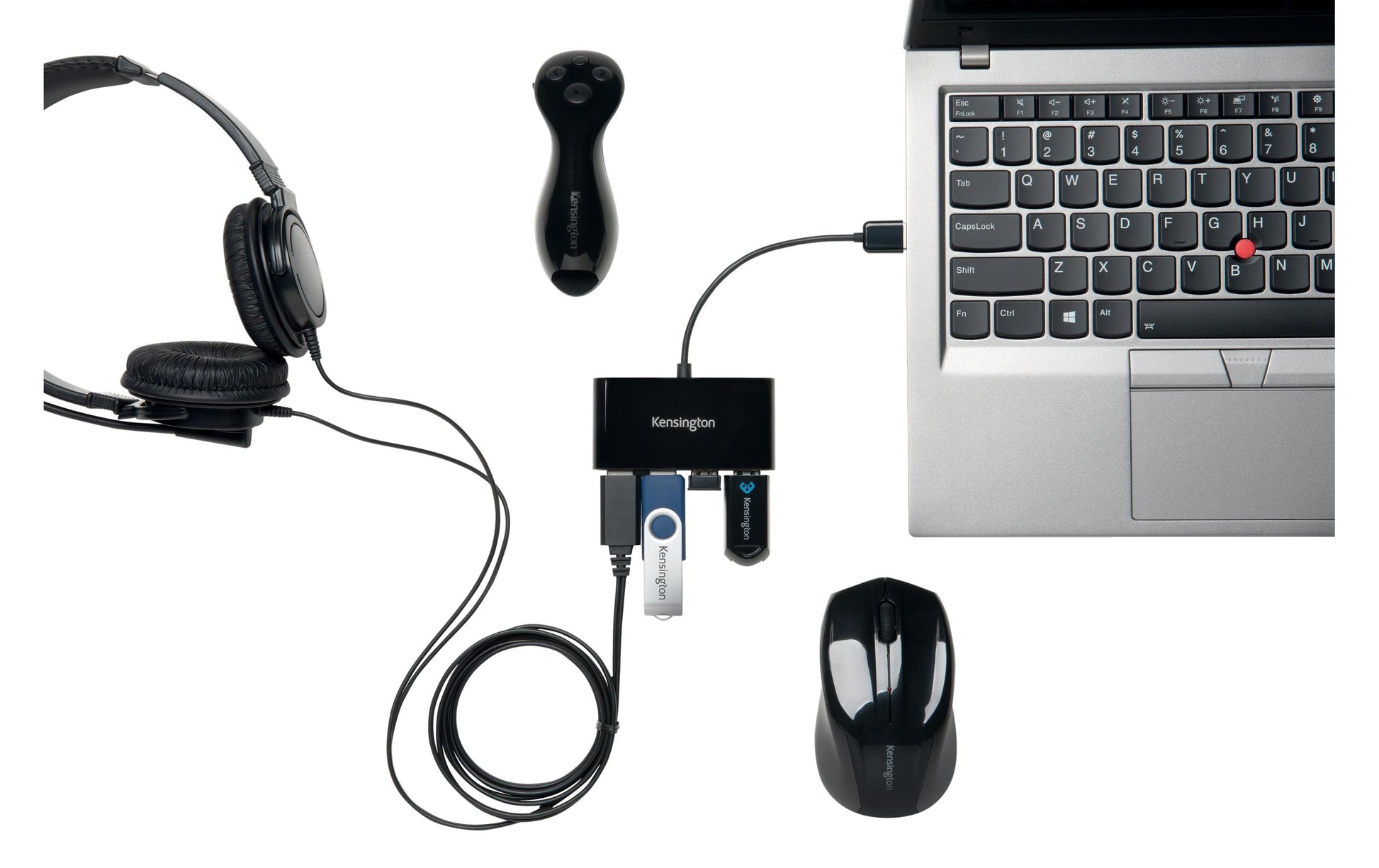 Kensington USB-Hub – USB 2.0, 4× USB-A, für Windows/Mac
