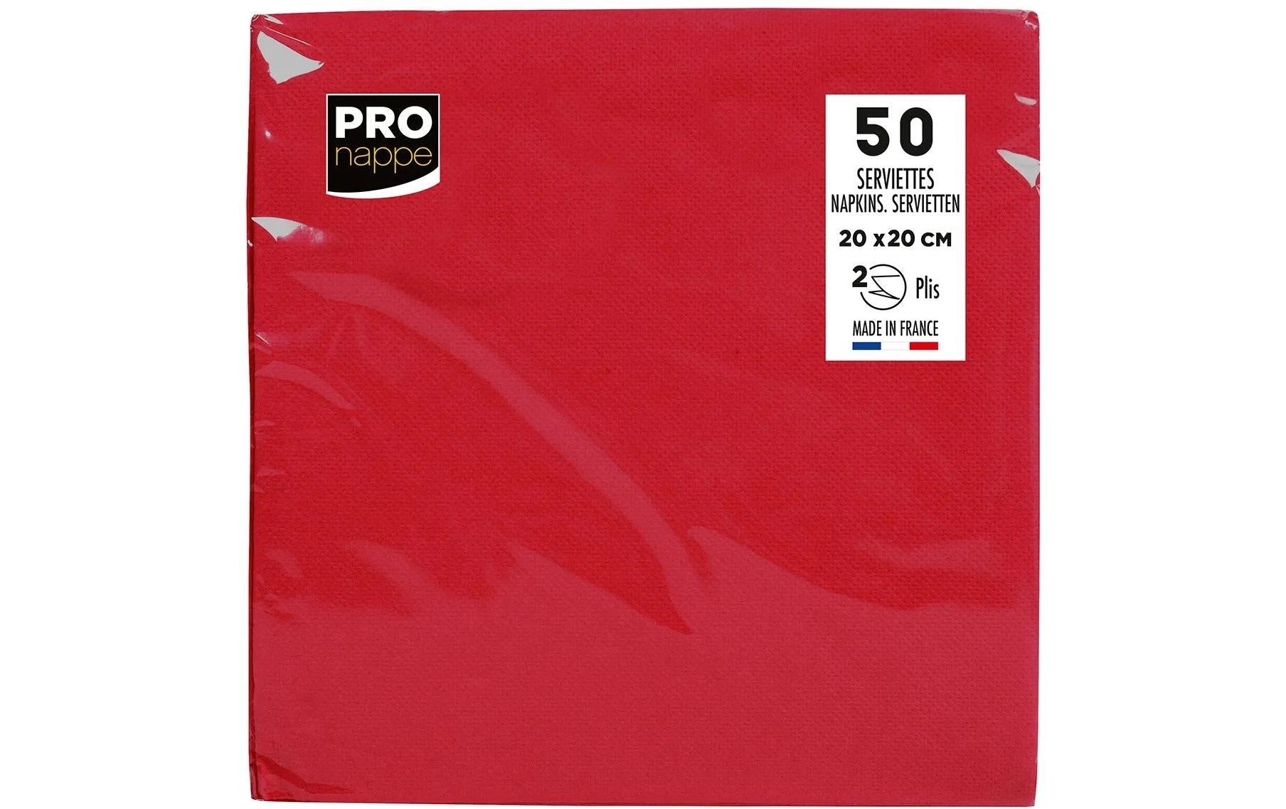 PRONAPPE Cocktail-Servietten – Rot – 20 × 20 cm, 2-lagig – 50 Stück