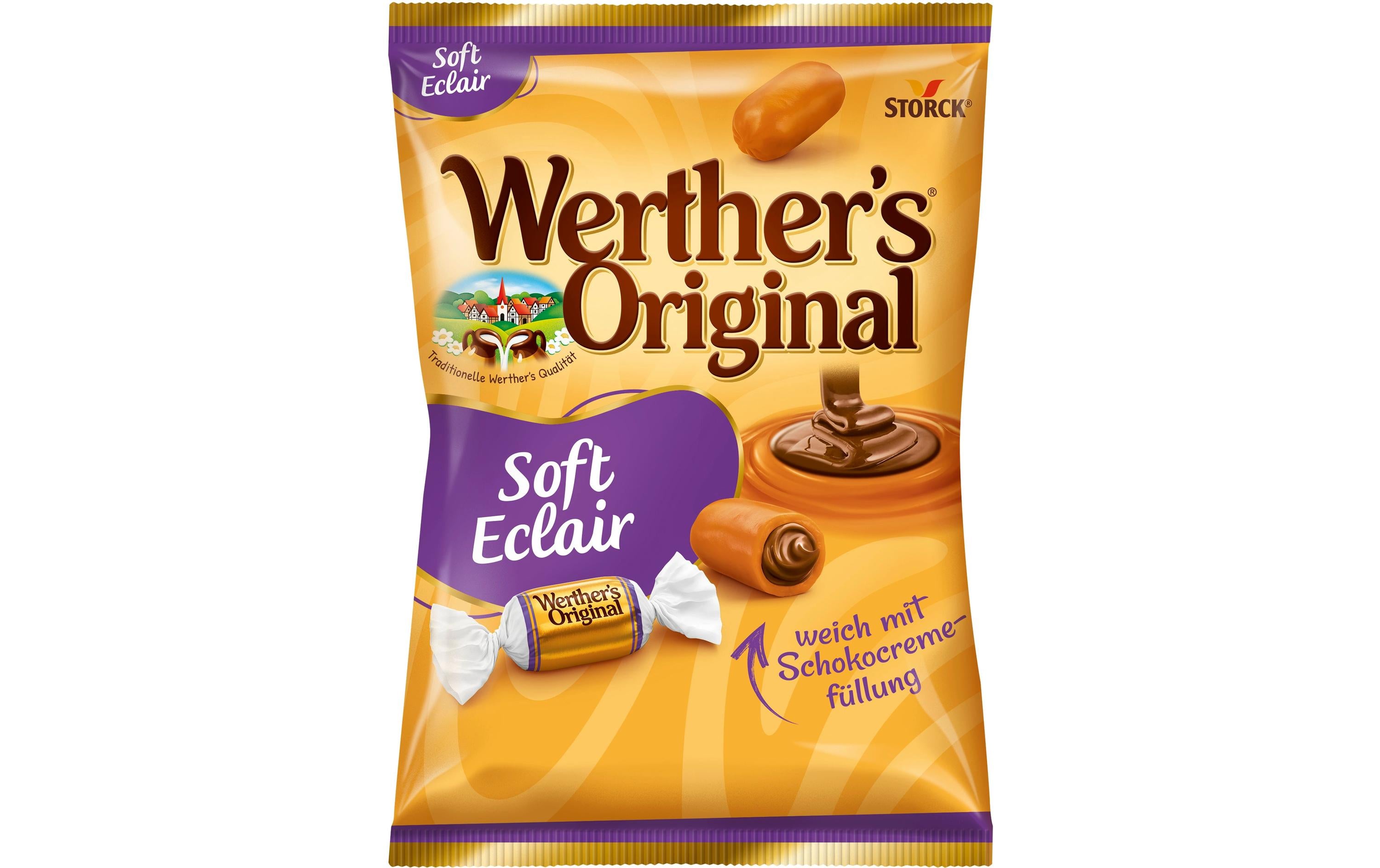 Storck Werther's Original Soft Eclair Kaubonbons – Sahnetoffee mit Schokoladencremefüllung – 180 g